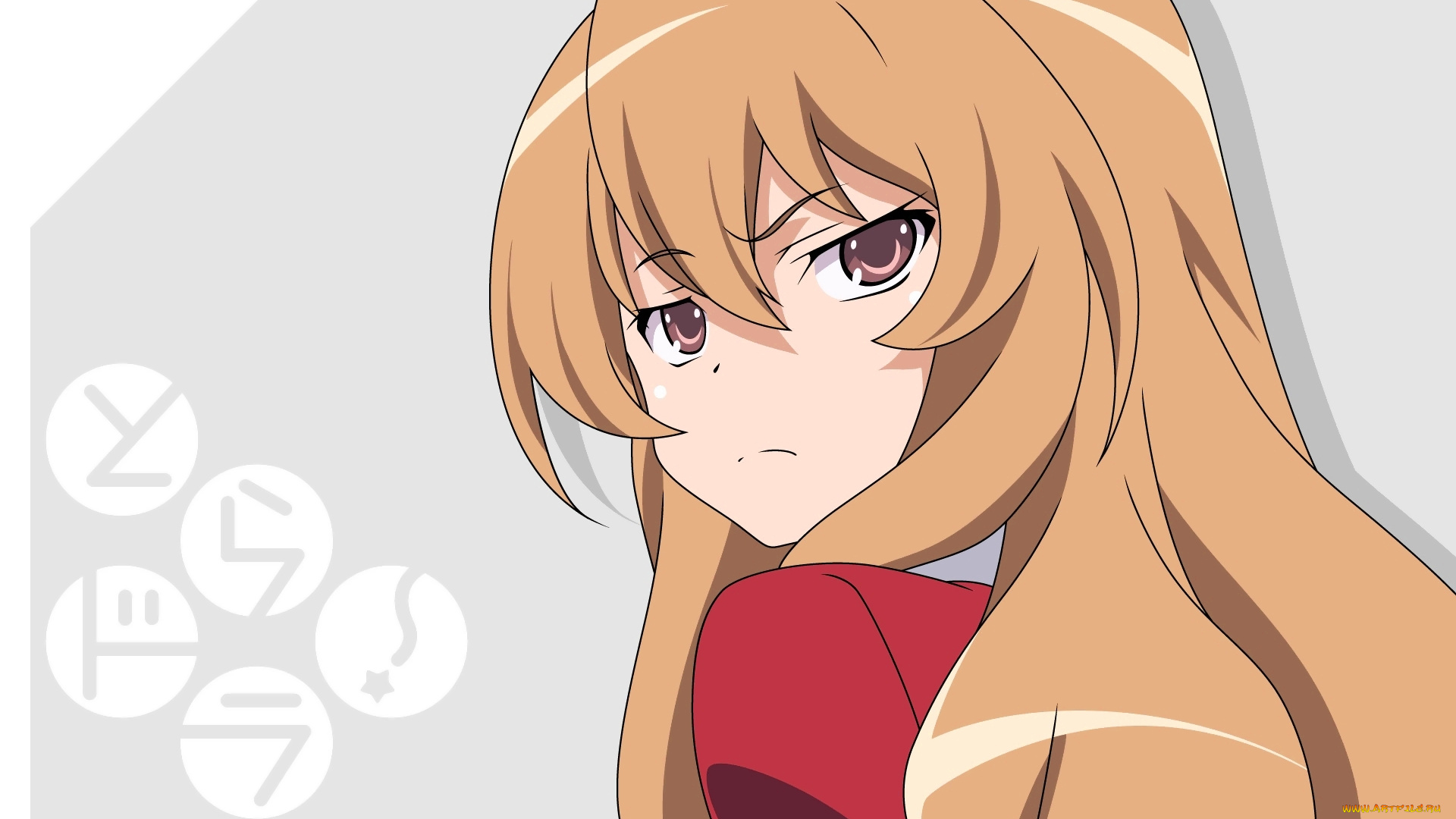 аниме, toradora, девушка, взгляд, фон