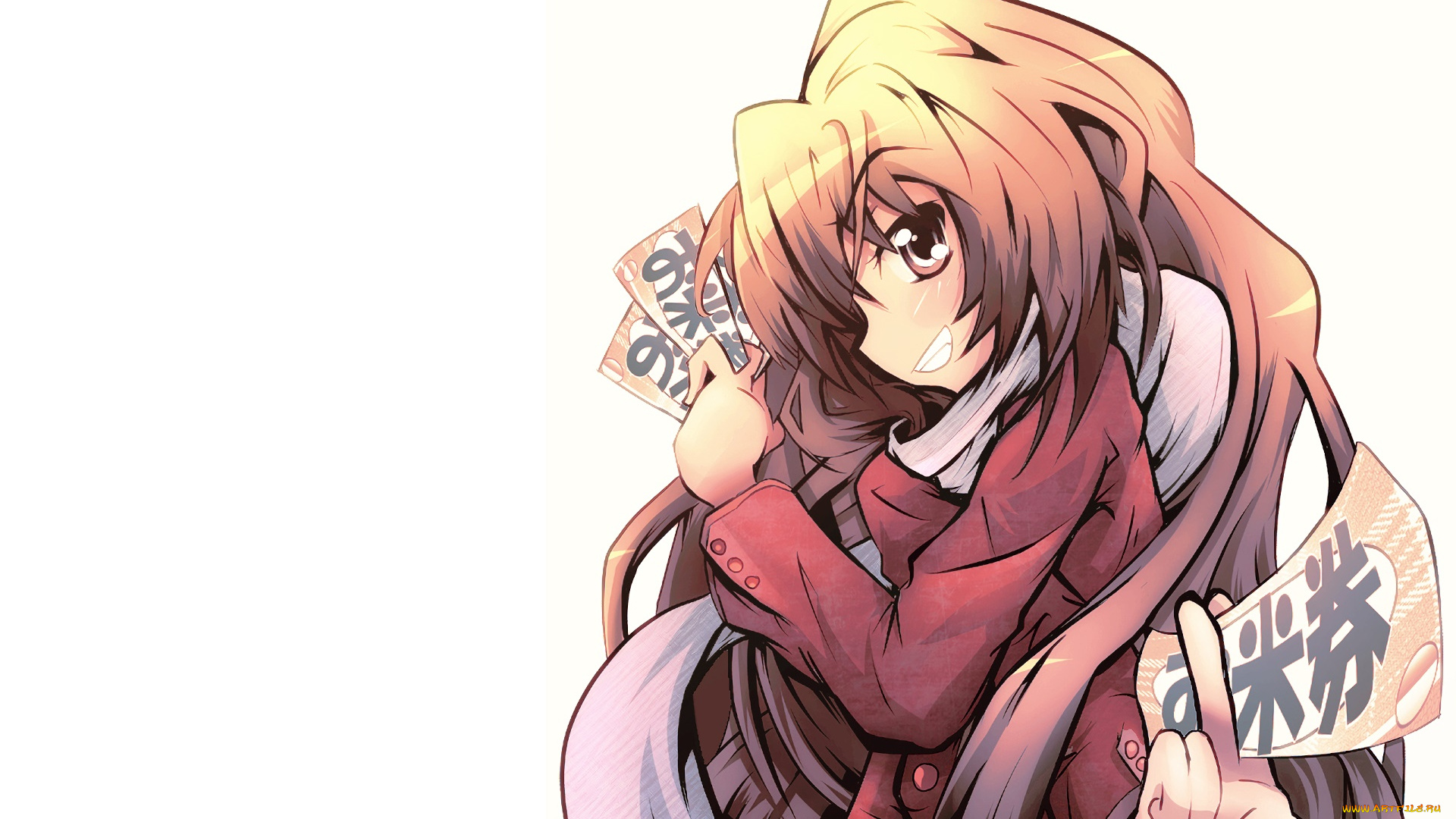 аниме, toradora, девушка, взгляд, фон