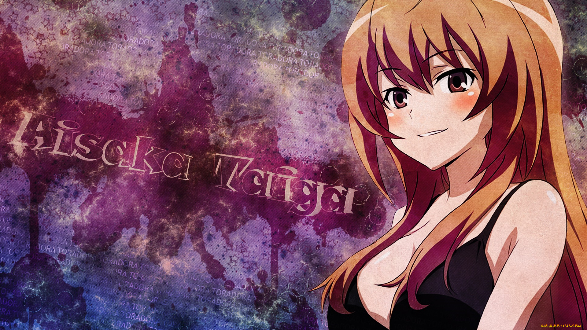 аниме, toradora, девушка, взгляд, фон