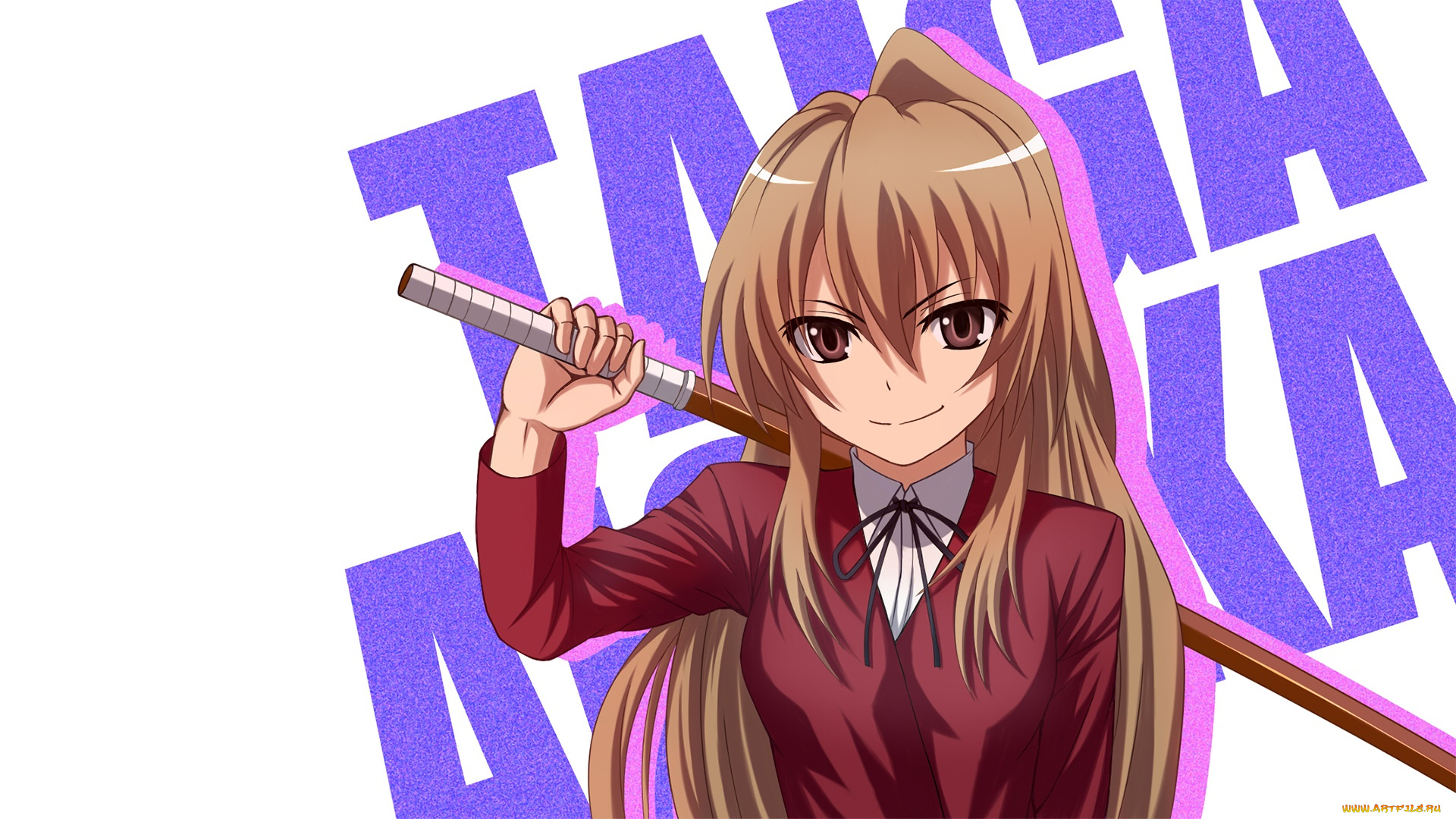 аниме, toradora, девушка, взгляд, фон