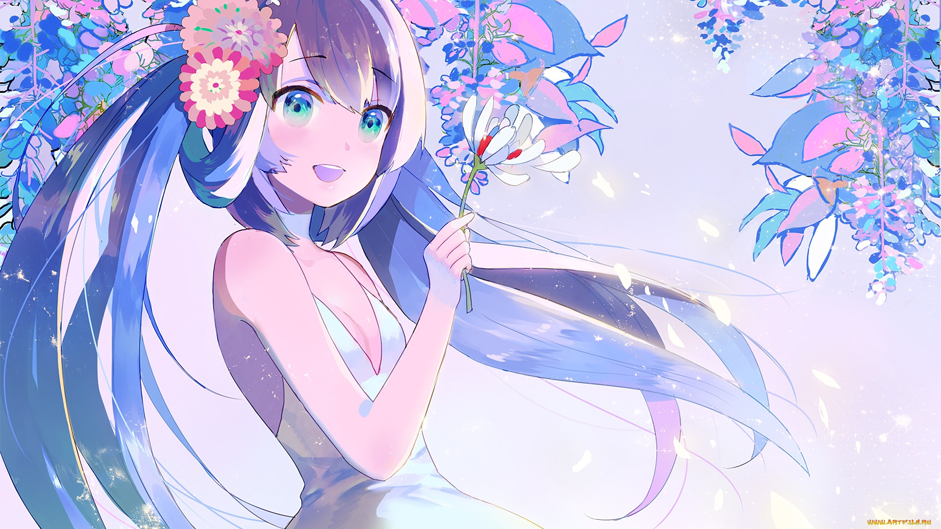 аниме, vocaloid, фон, взгляд, девушка