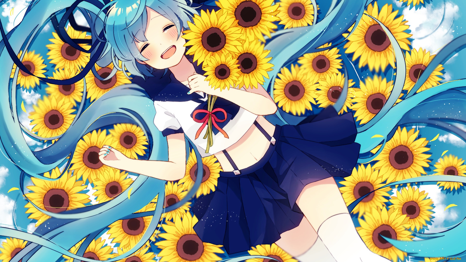 аниме, vocaloid, фон, взгляд, девушка