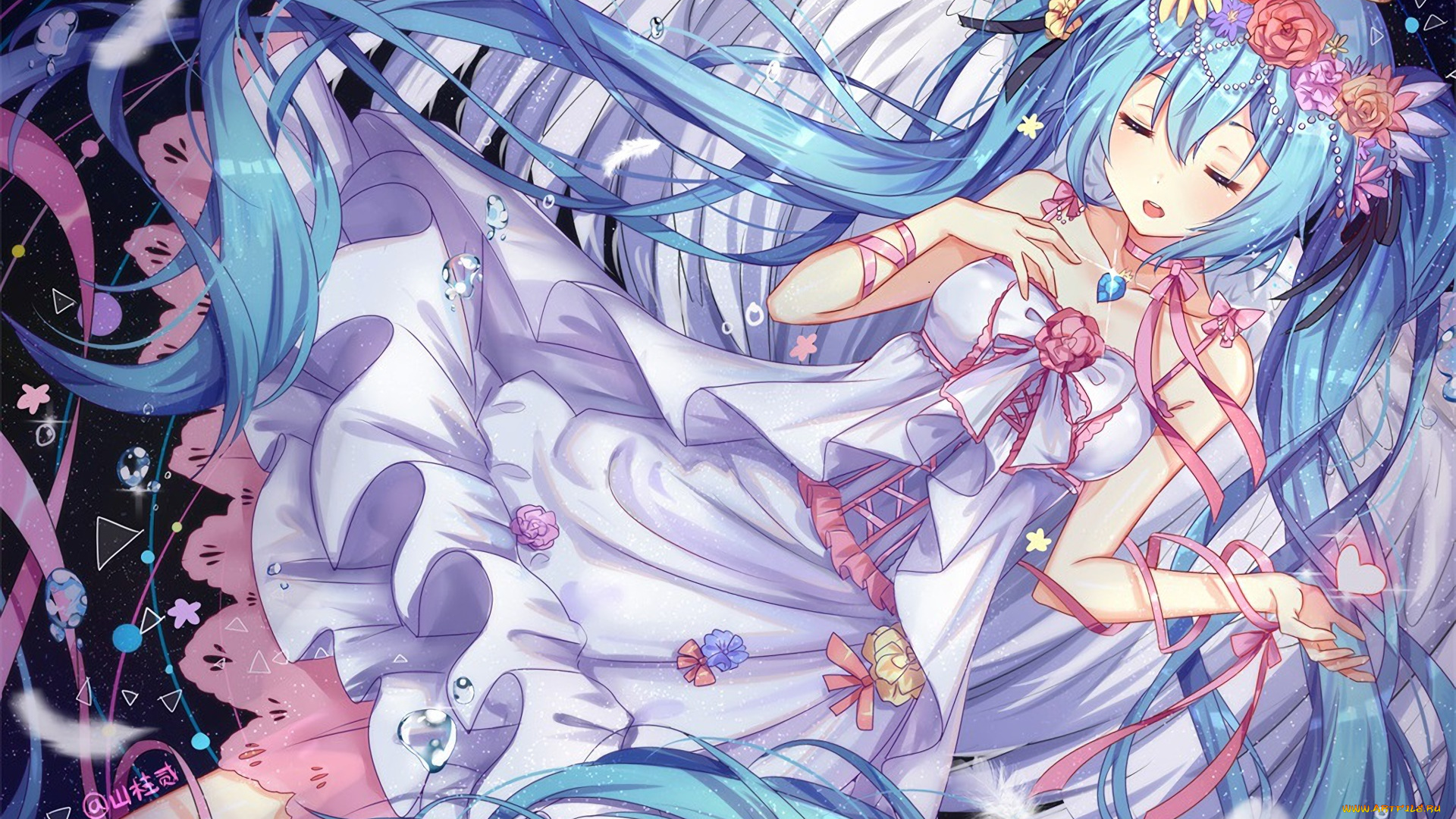 аниме, vocaloid, фон, взгляд, девушка