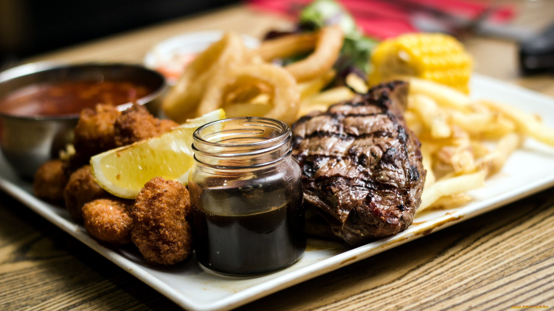 еда, мясные, блюда, соус, мясо, лимон