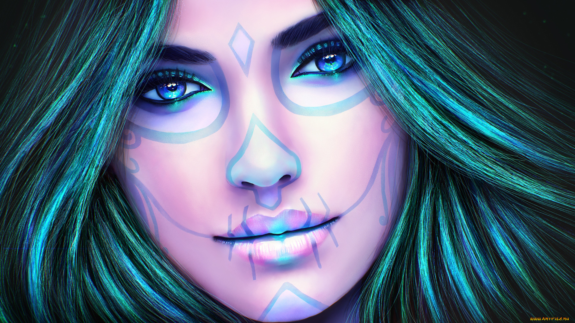 фэнтези, девушки, sugar, skull, арт, лицо, взгляд, девушка