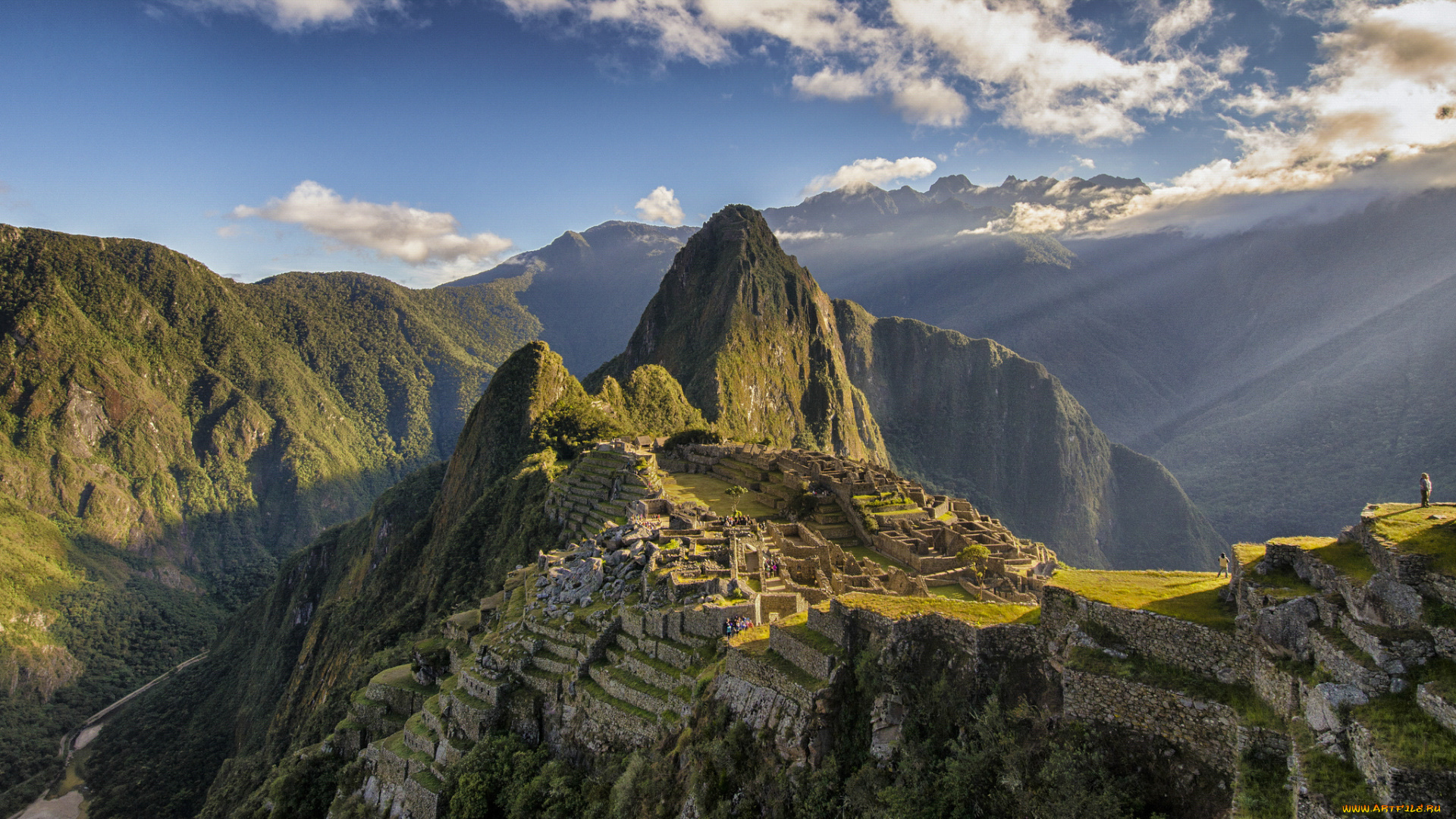 machu, picchu, sunrise, pano, , peru, города, -, исторические, , архитектурные, памятники, горы