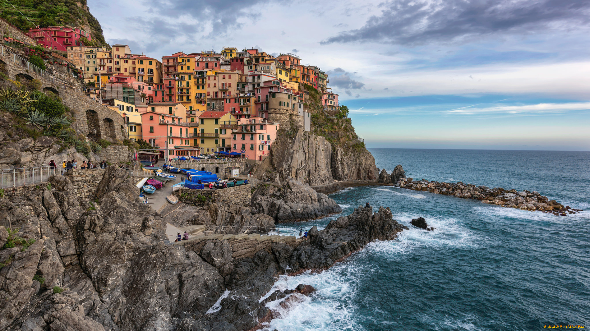 manarola, -, cinque, terre, , italy, города, -, панорамы, побережье
