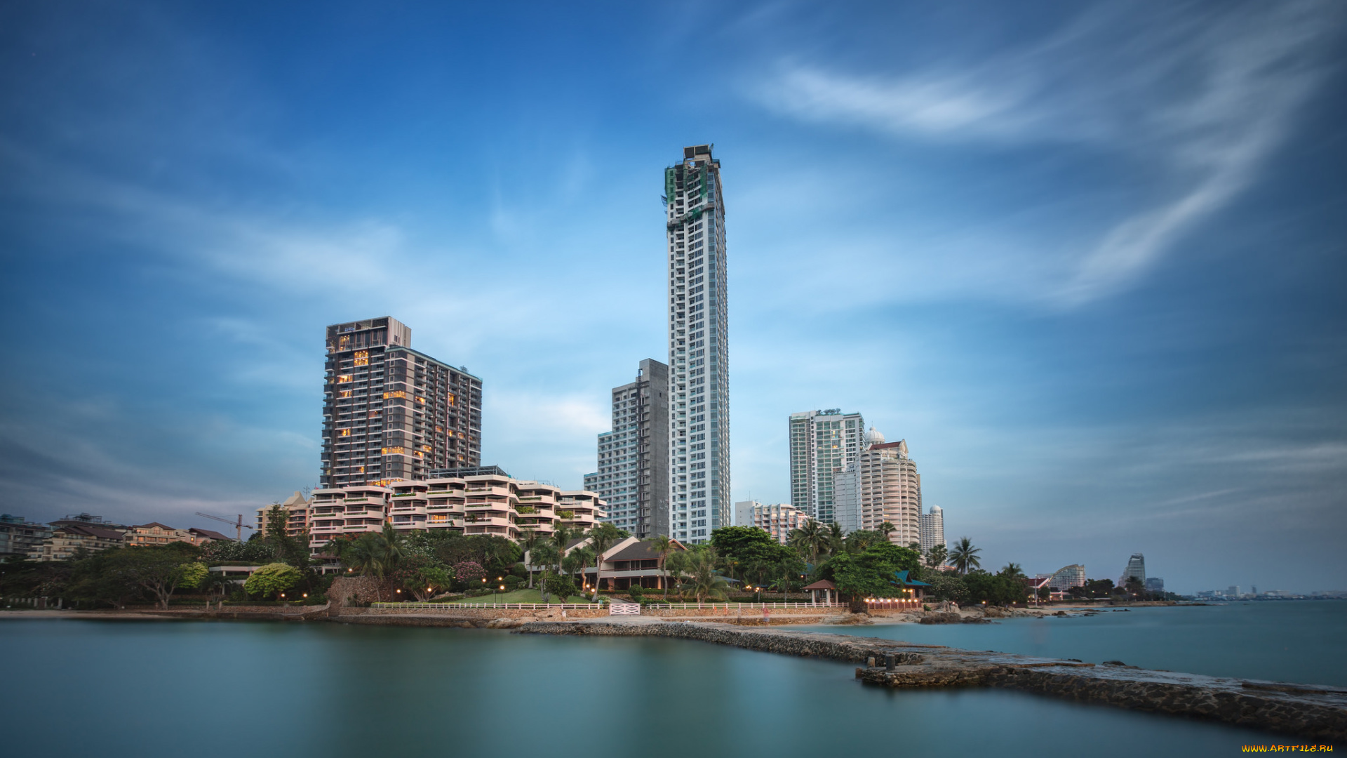 pattaya, beach, города, -, панорамы, небоскребы