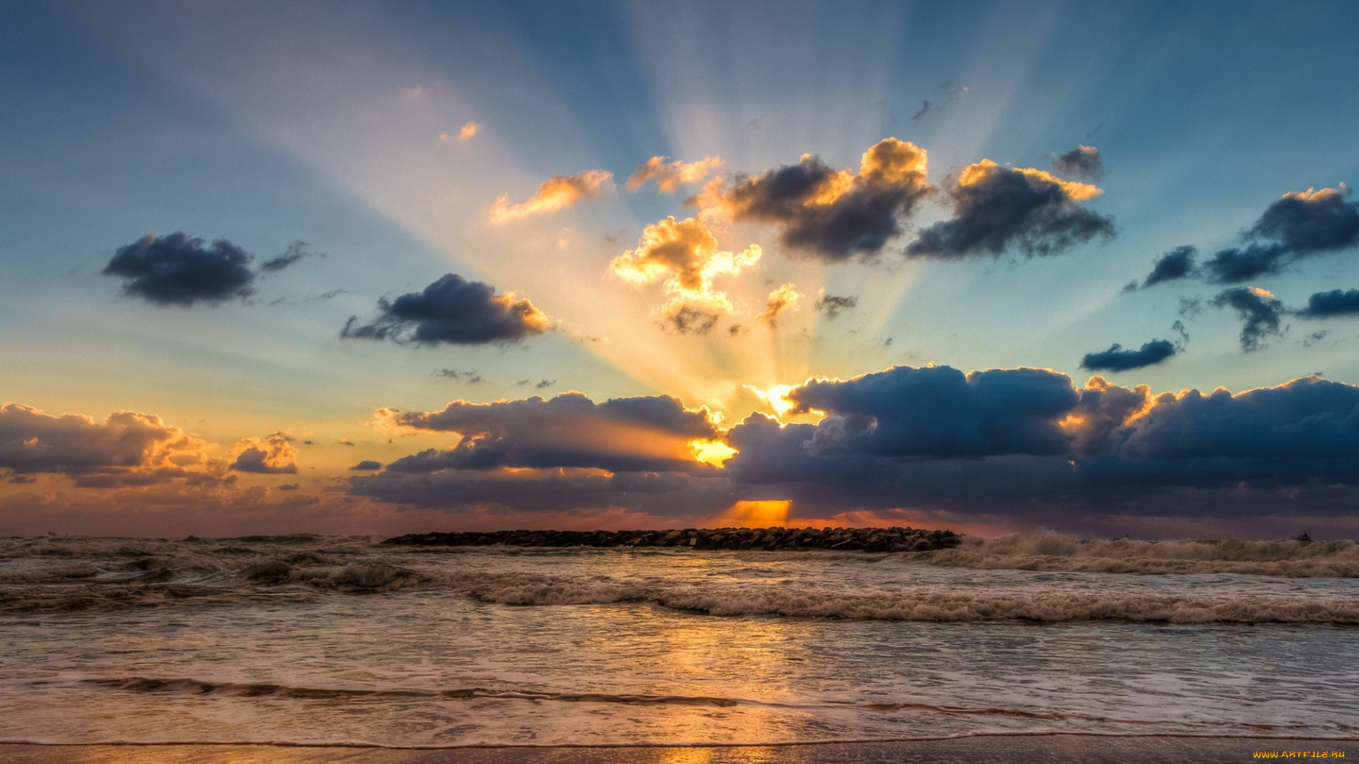 природа, восходы, закаты, небо, закат, пейзаж, облака, море