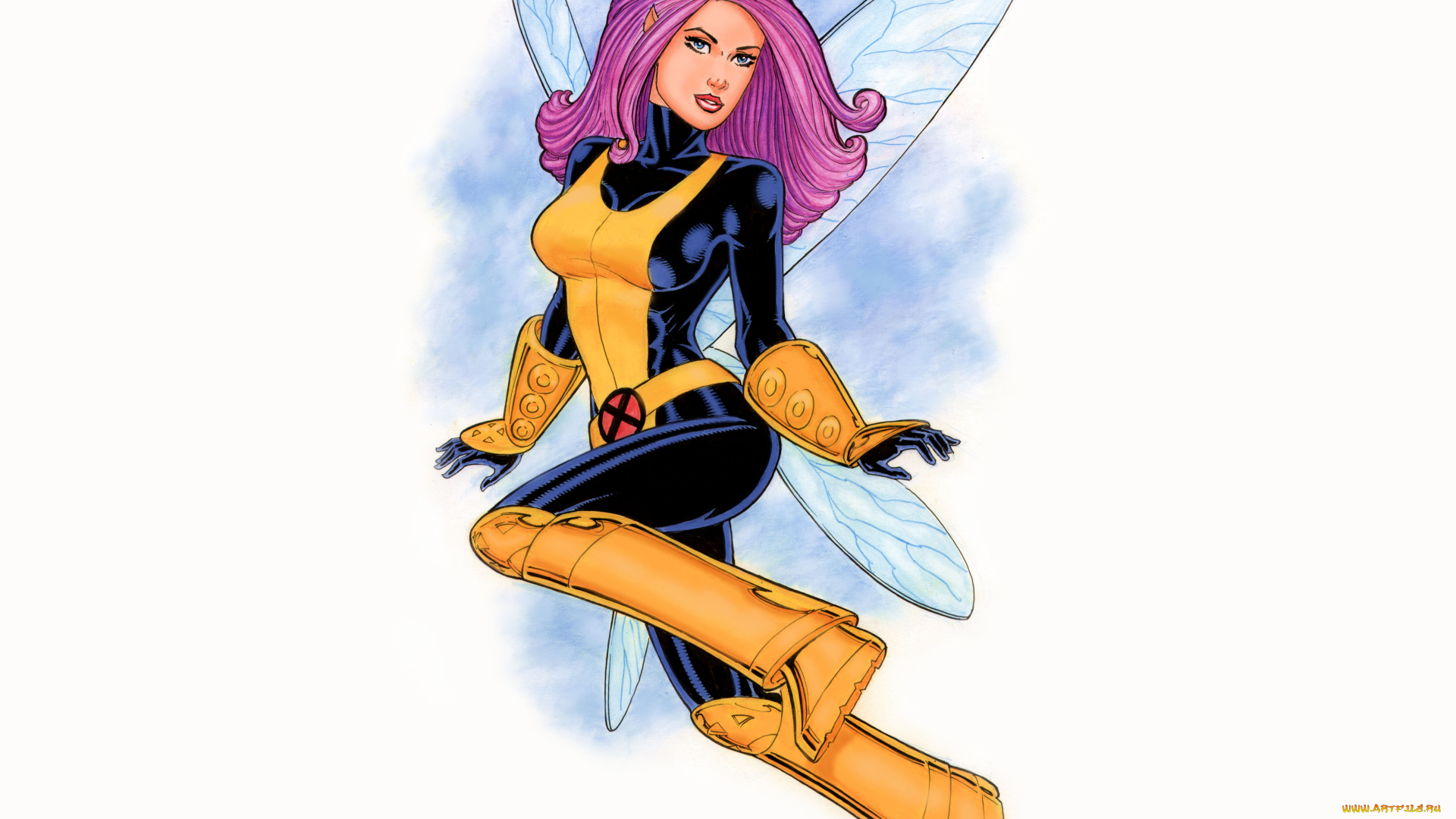 рисованное, комиксы, фон, девушка, крылья, униформа, взгляд