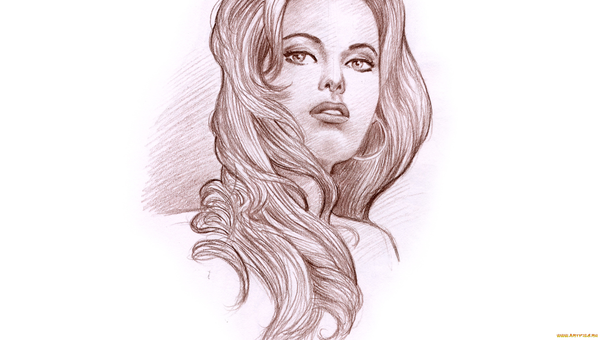рисованное, люди, фон, девушка, скетч, портрет, взгляд
