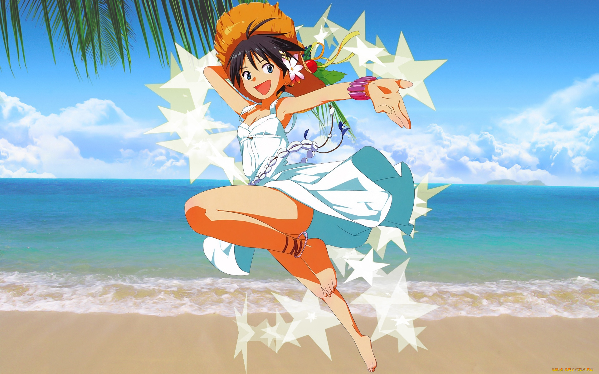 аниме, idolm@ster, взгляд, девушка, фон