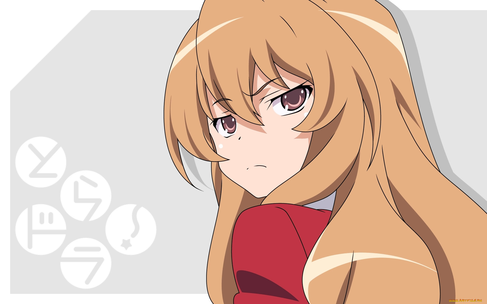 аниме, toradora, девушка, взгляд, фон