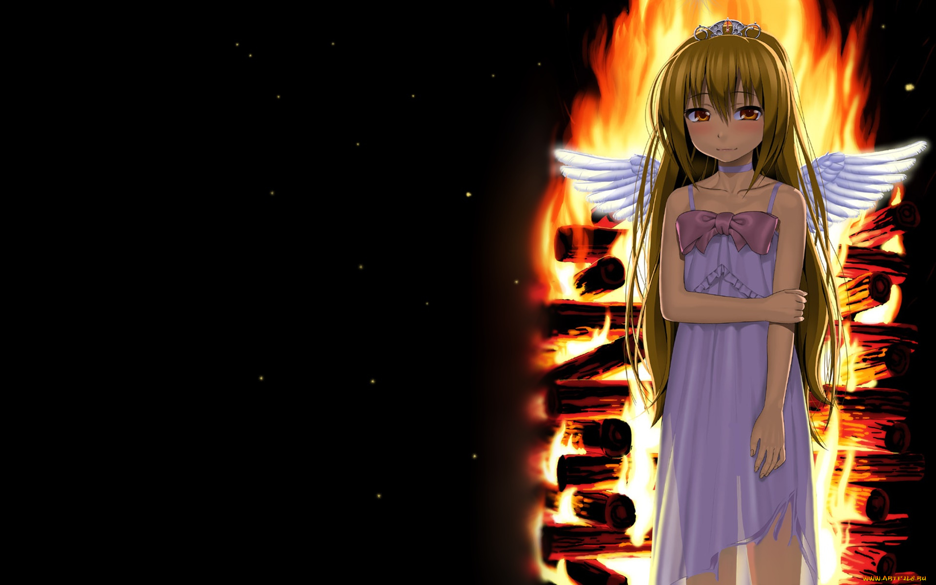 аниме, toradora, девушка, взгляд, фон, ангел