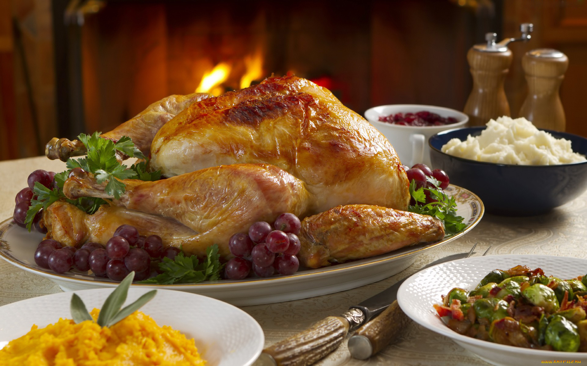 еда, мясные, блюда, курица, запеченная, виноград, блюдо