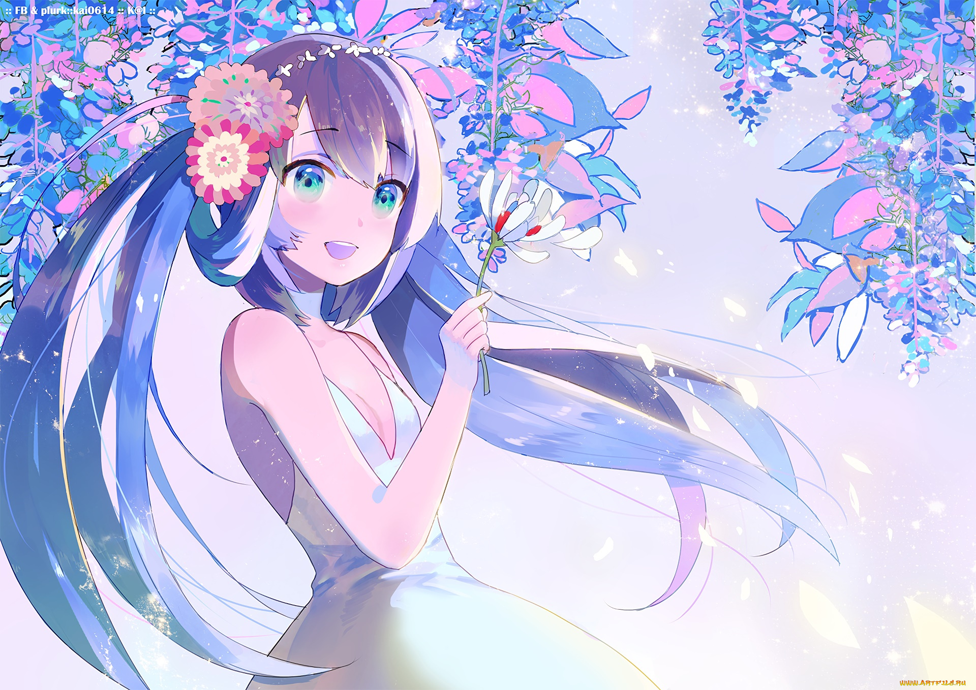 аниме, vocaloid, фон, взгляд, девушка