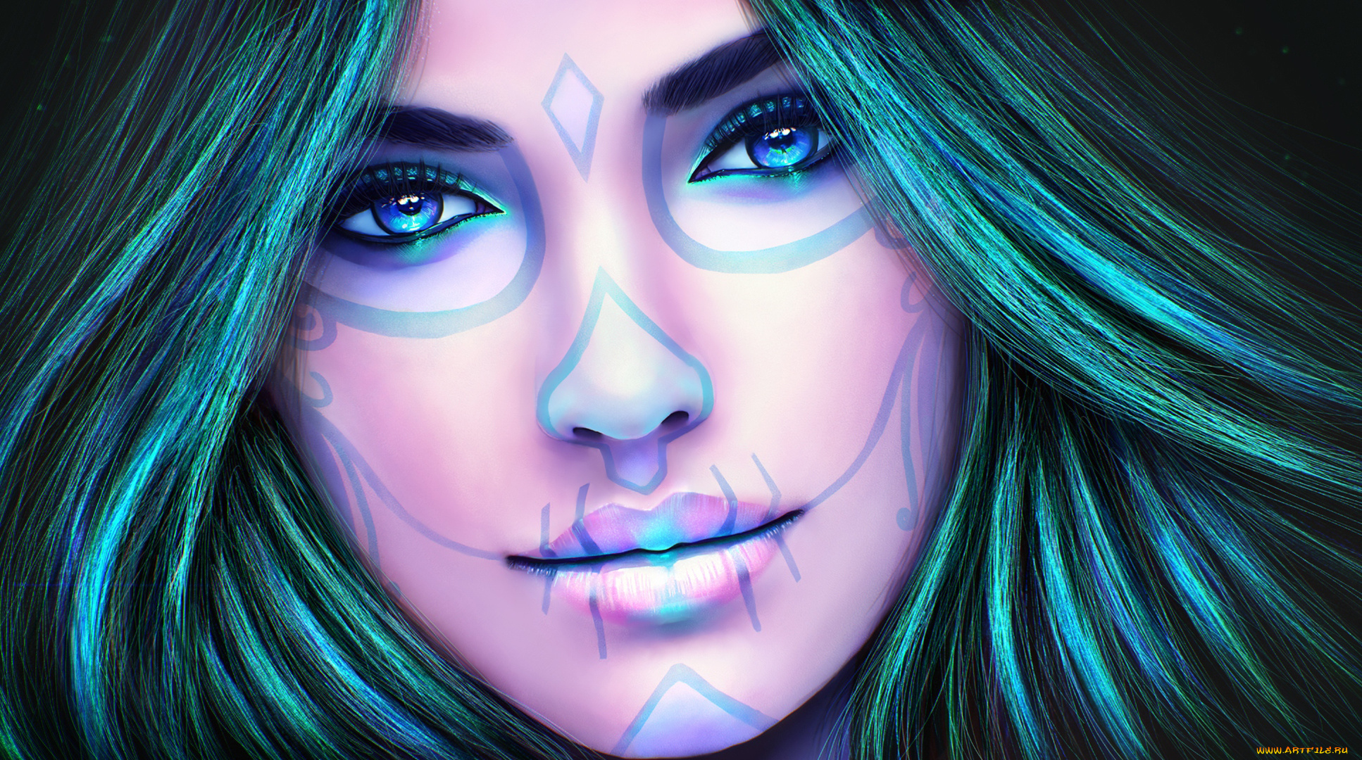 фэнтези, девушки, sugar, skull, арт, лицо, взгляд, девушка