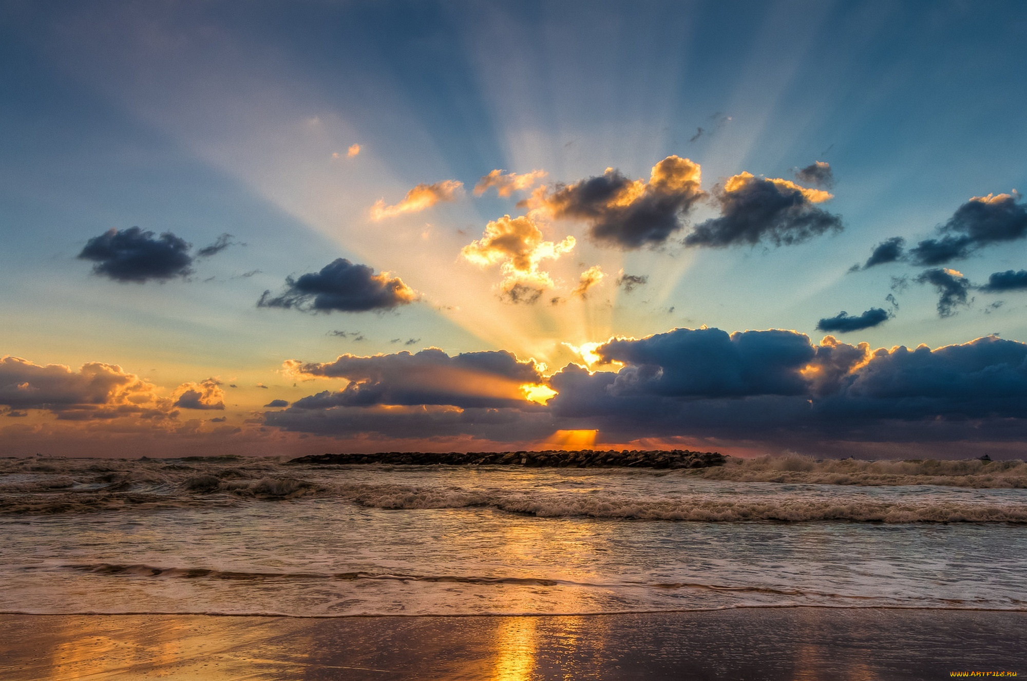 природа, восходы, закаты, небо, закат, пейзаж, облака, море