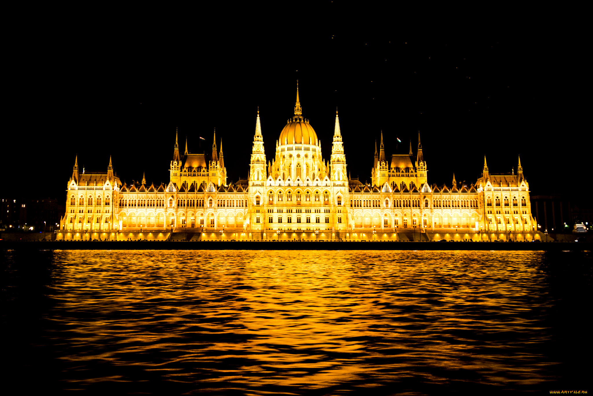 budapest, parliament, города, будапешт, , венгрия, огни, река, ночь
