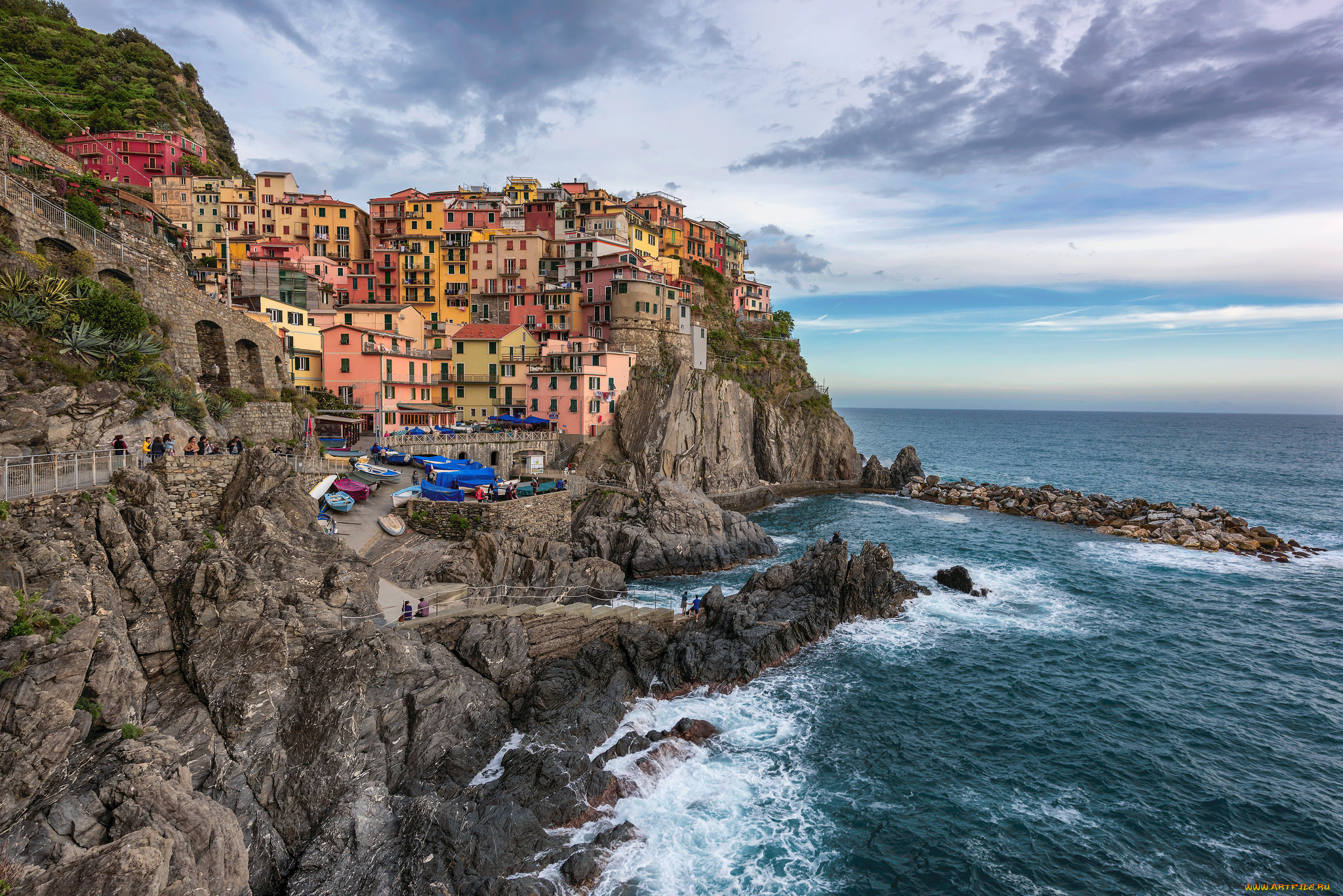 manarola, -, cinque, terre, , italy, города, -, панорамы, побережье