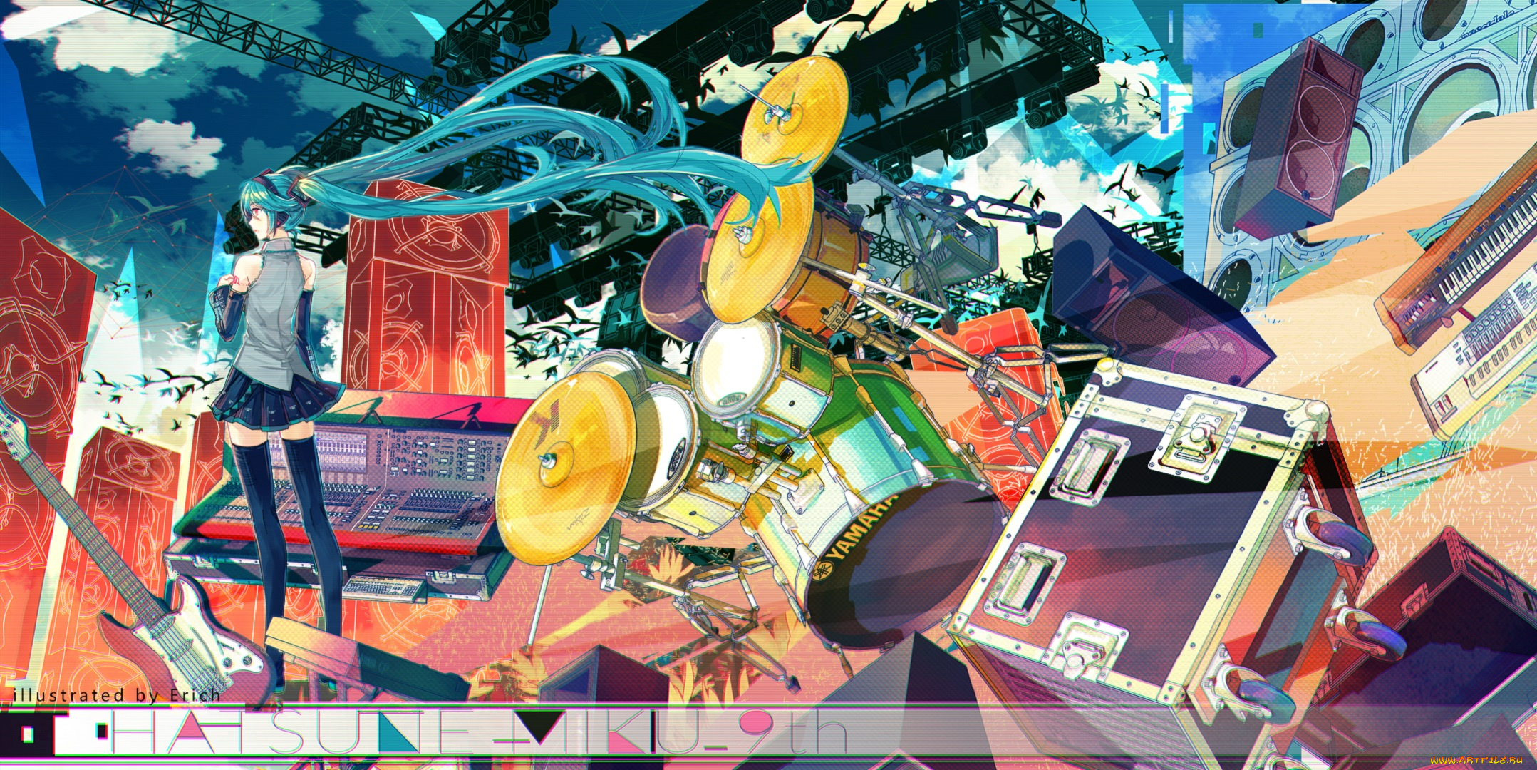 аниме, vocaloid, девушка