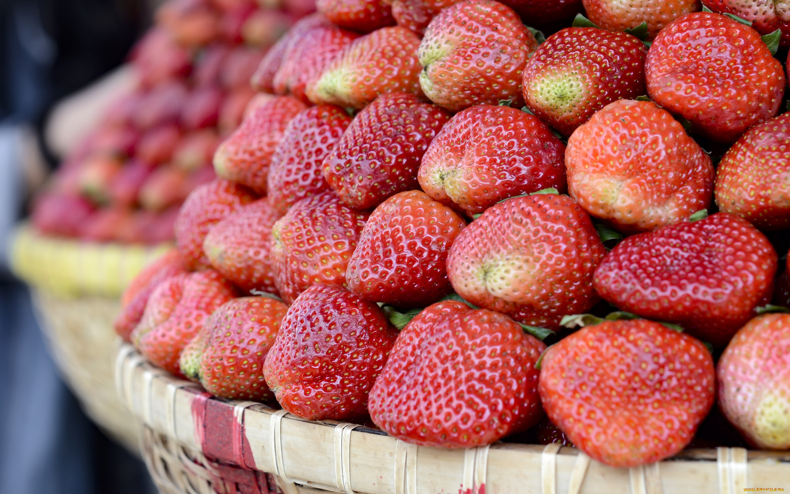 еда, клубника, , земляника, корзина, много