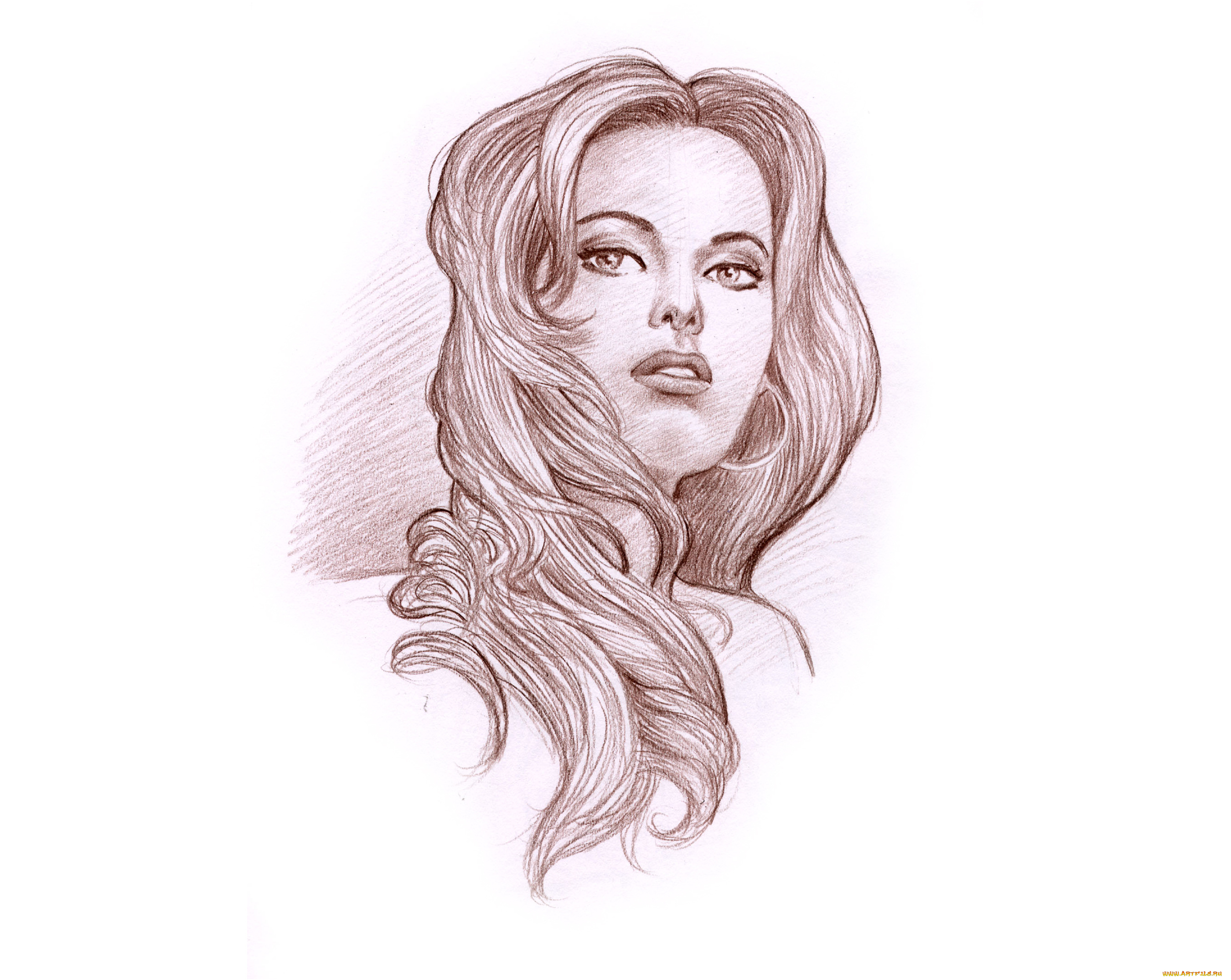 рисованное, люди, фон, девушка, скетч, портрет, взгляд
