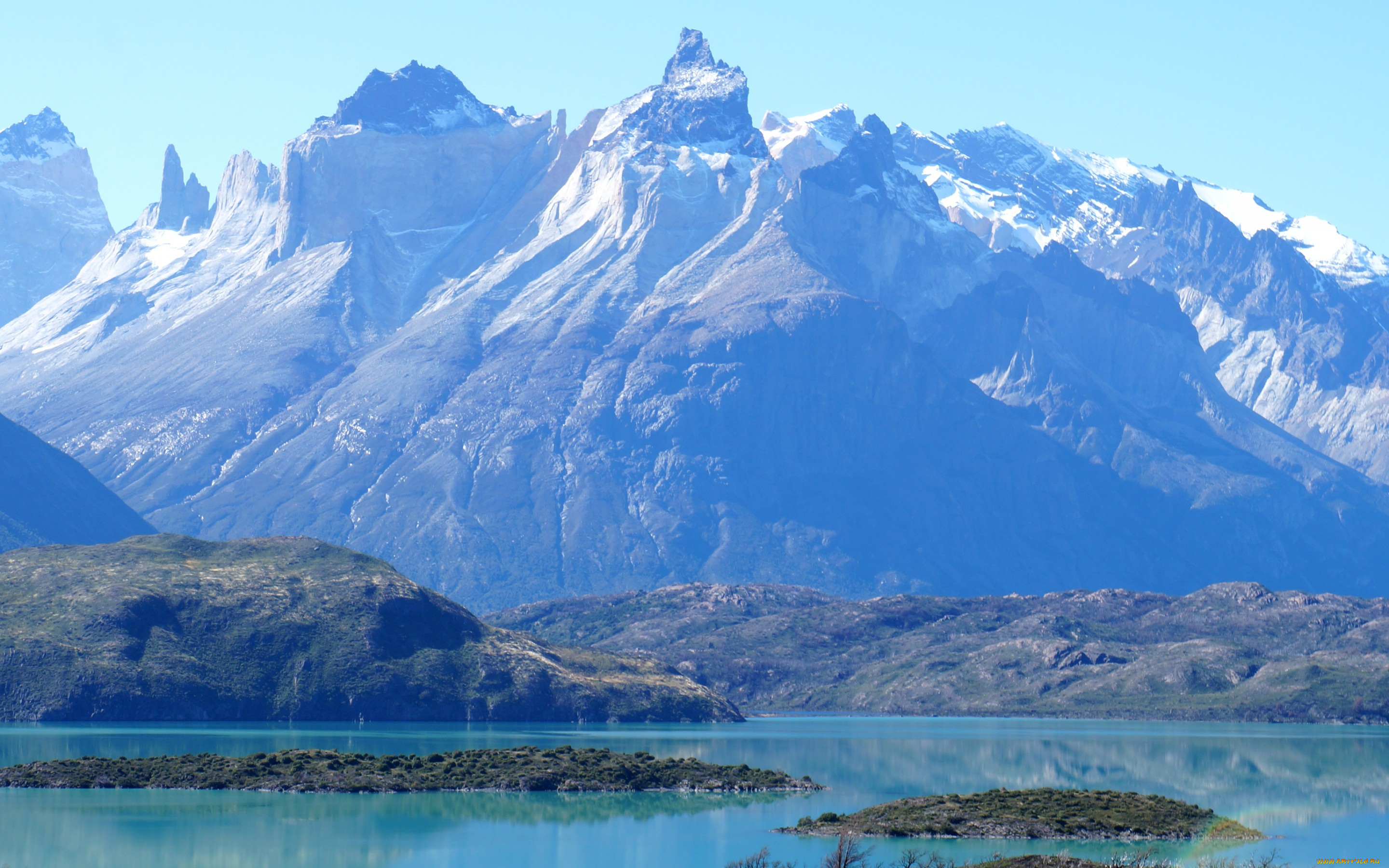 природа, горы, pehoe, lake, Чили, синева, patagonia, скалы, озеро
