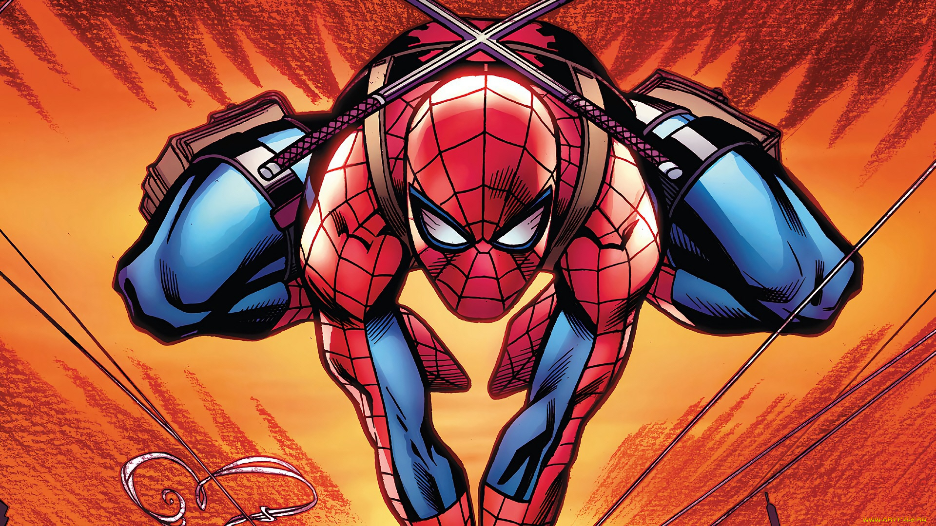 рисованное, комиксы, человек, паук