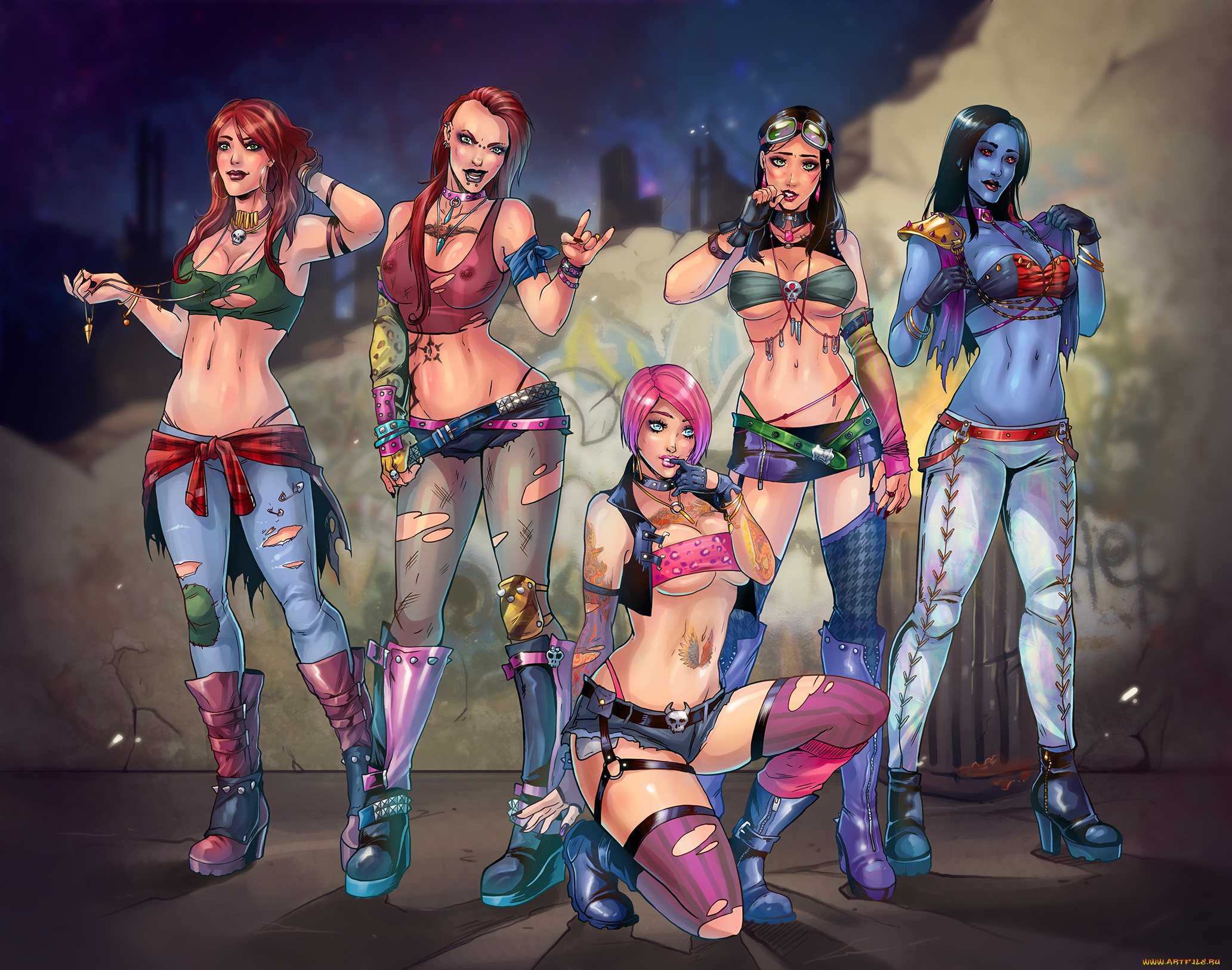 рисованное, комиксы, униформа, взгляд, фон, девушки