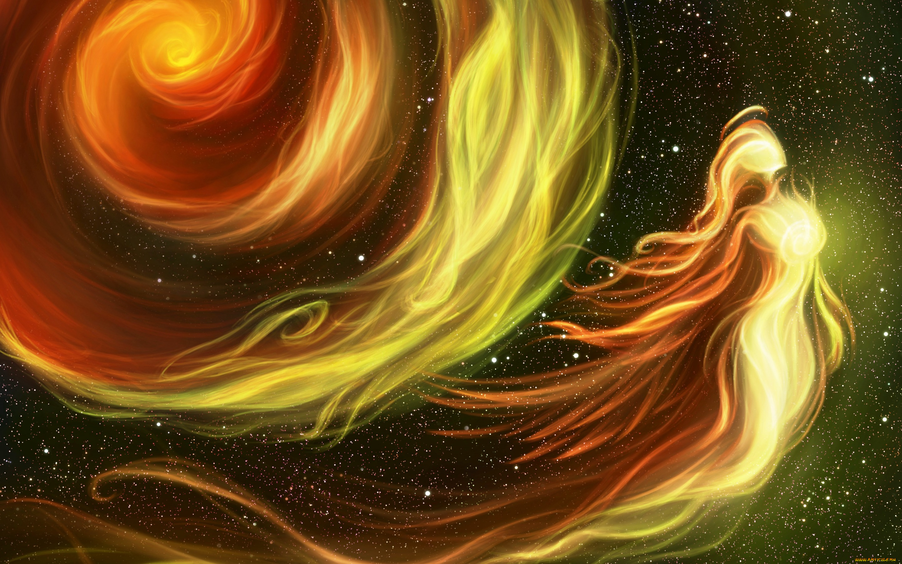 фэнтези, существа, девушка, космос, огонь, фэнетзи, by, earlinwe