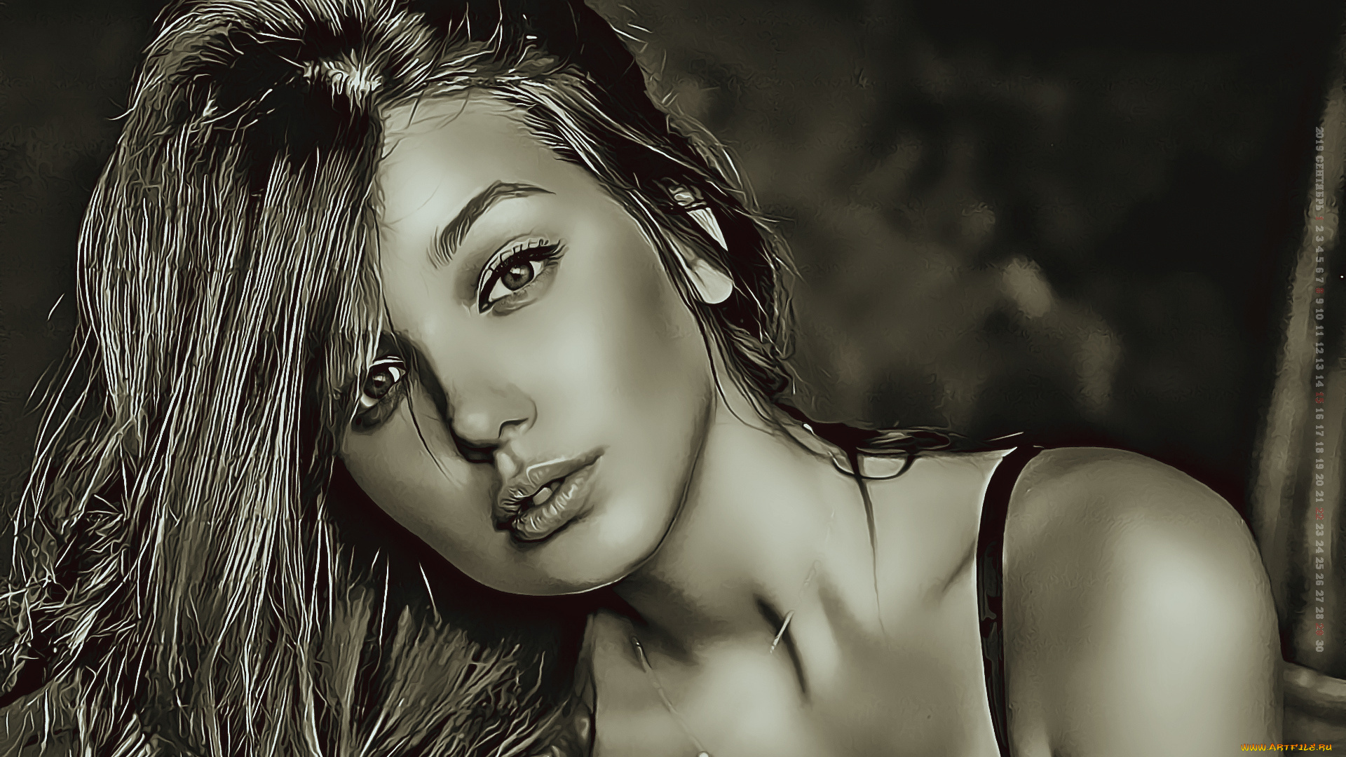 календари, компьютерный, дизайн, крест, женщина, calendar, 2019, взгляд, девушка