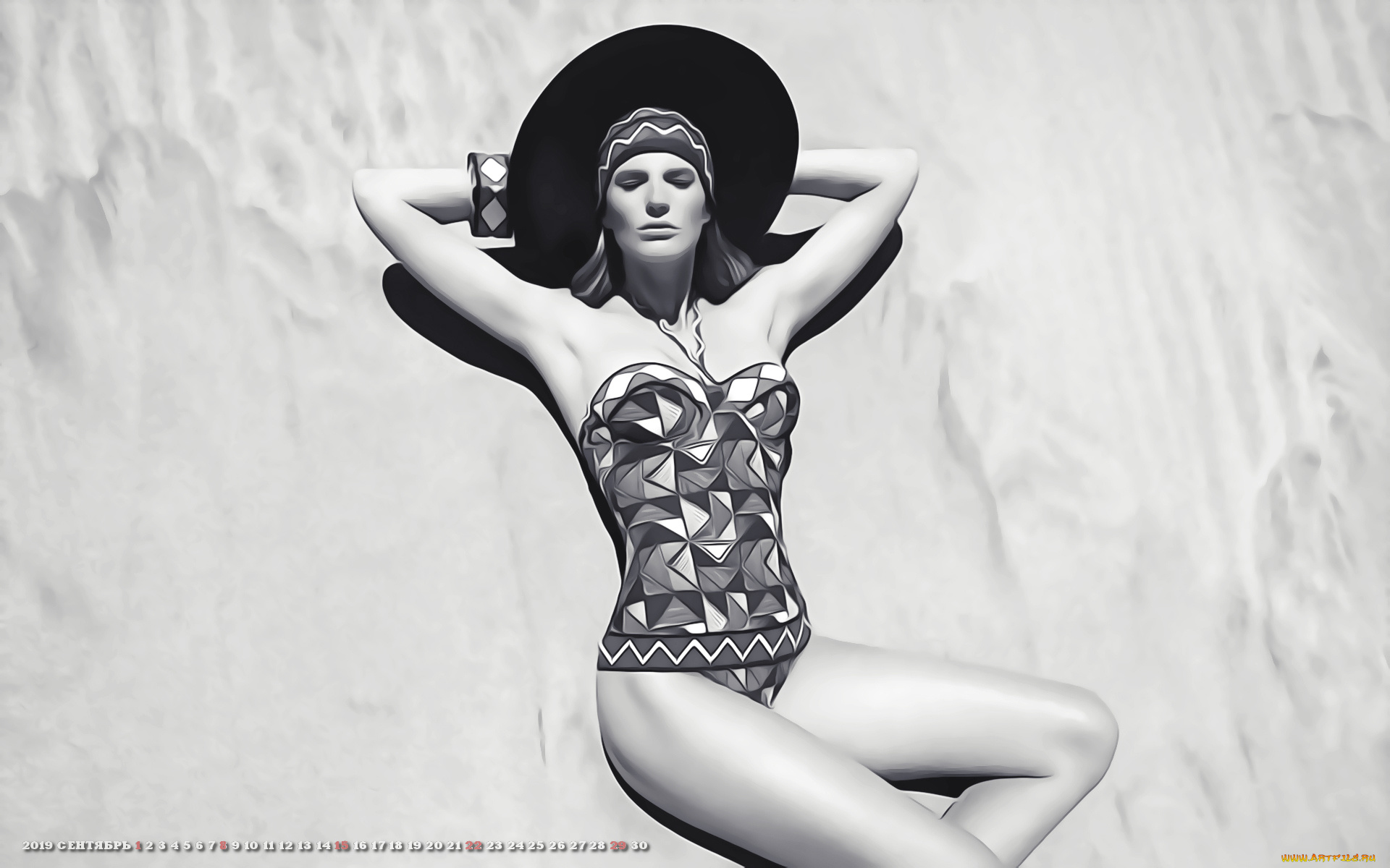 календари, компьютерный, дизайн, девушка, модель, шляпа, 2019, женщина, calendar