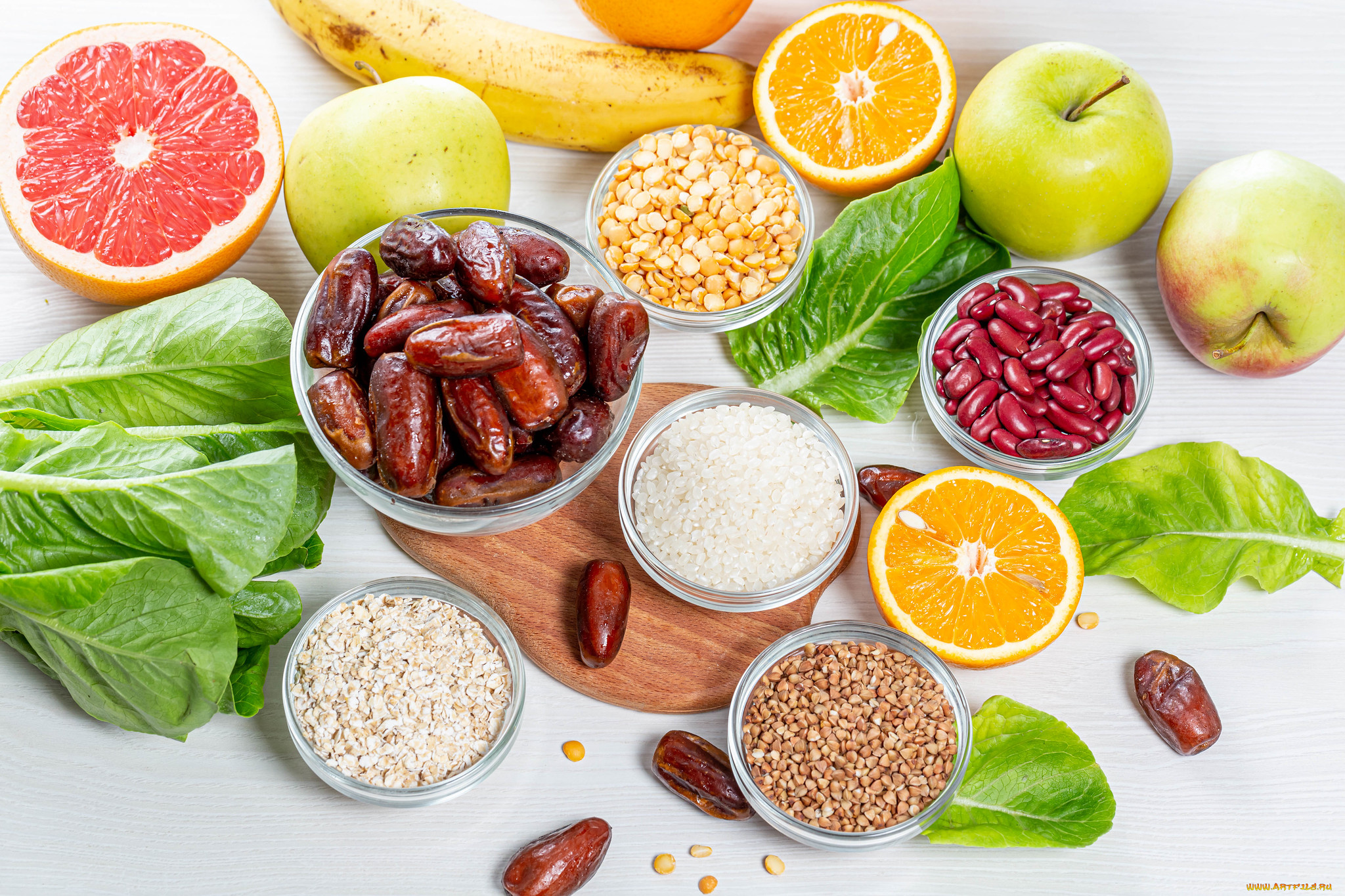 еда, фрукты, и, овощи, вместе, снедь