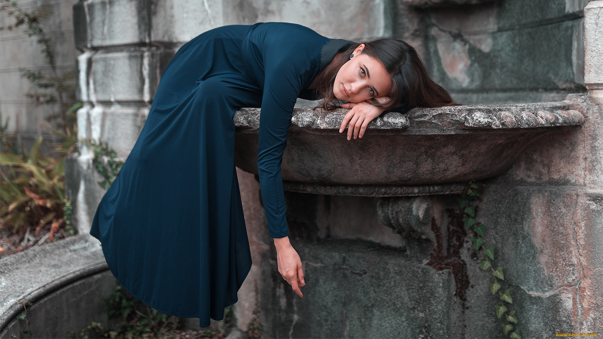 девушки, -, брюнетки, , шатенки, синий, девушка, лежит, брюнетки