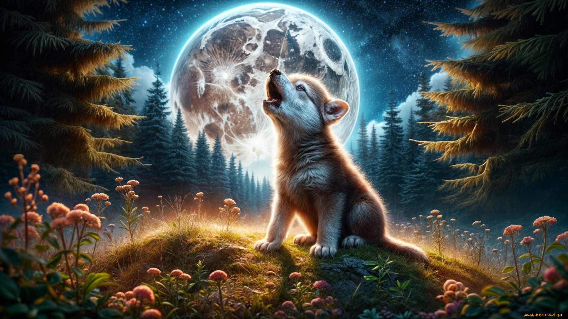 3д, графика, животные, , animals, волк, волчонок