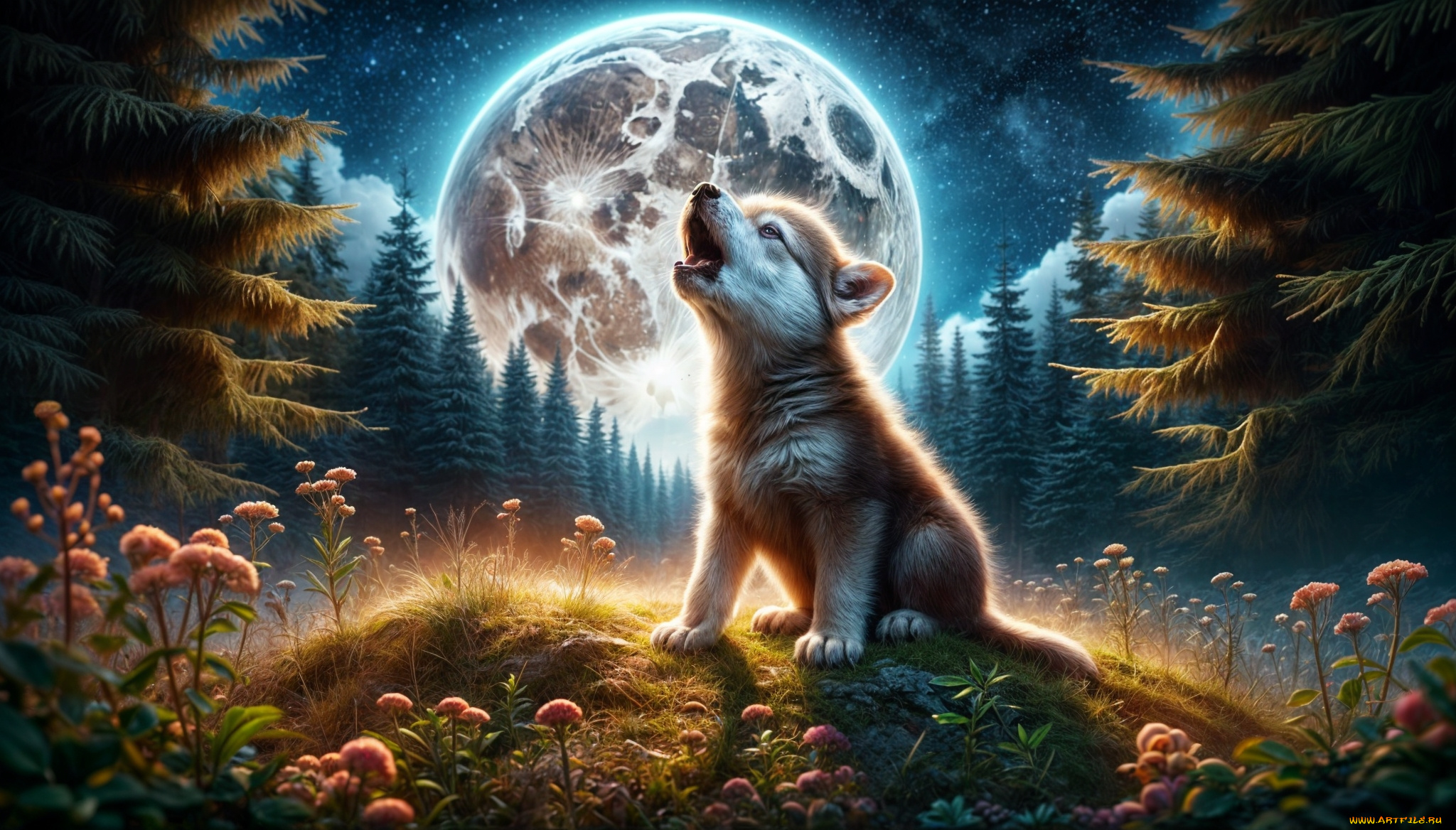 3д, графика, животные, , animals, волк, волчонок