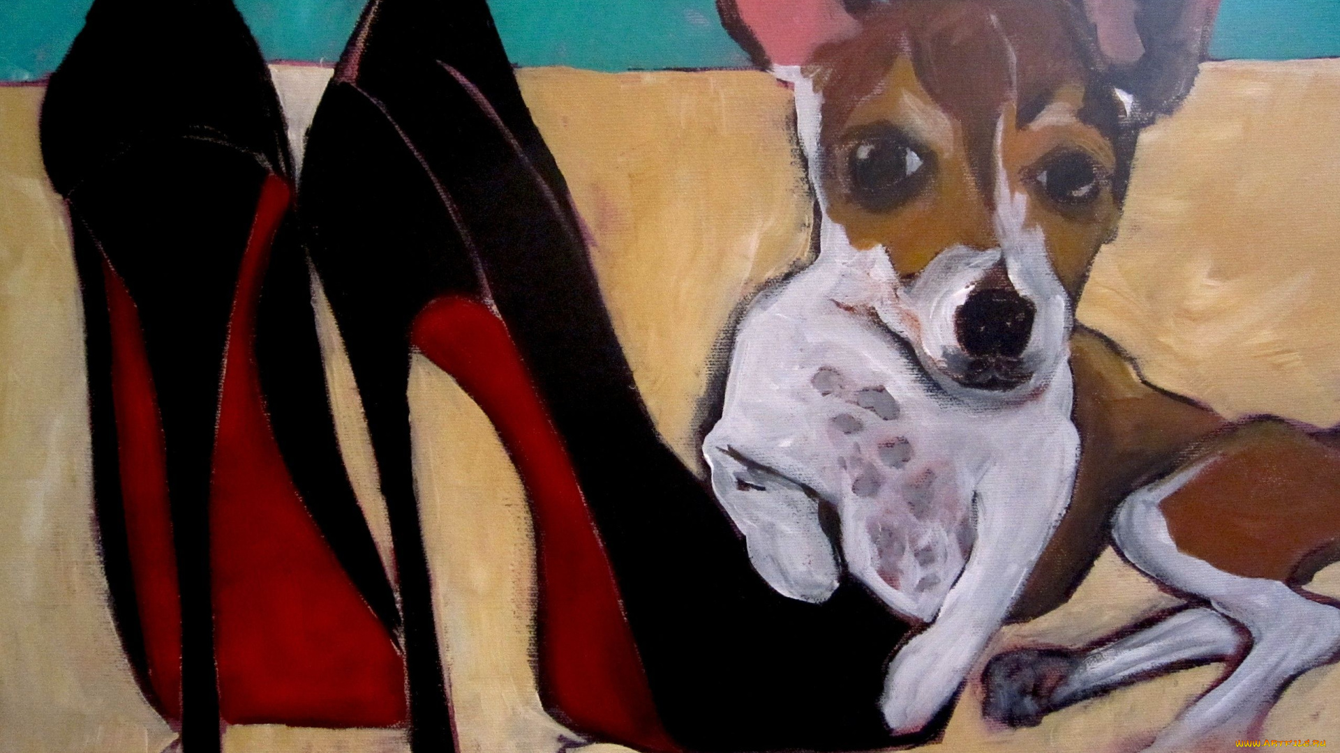 рисованные, животные, туфли, песик