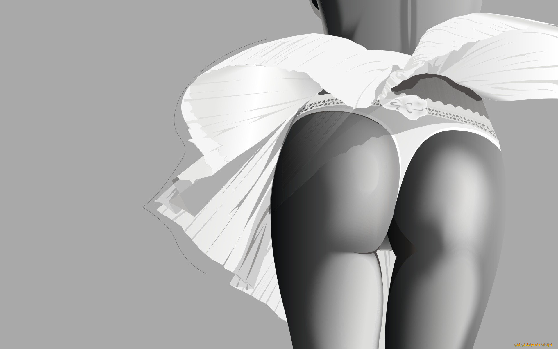 векторная, графика, белье, девушка, попа, бикини