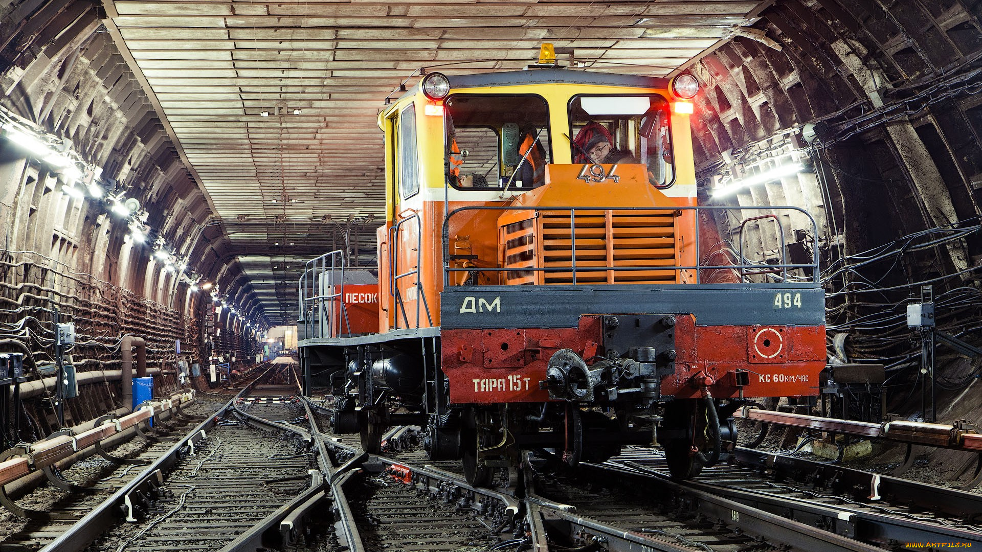 train, техника, метро, мотодрезина, тоннель, пути, рельсы