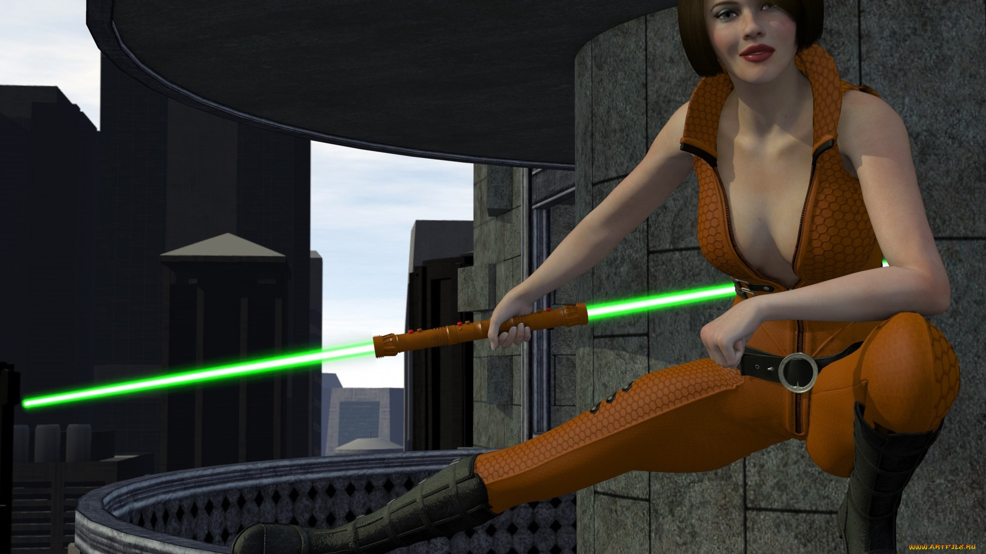 3д, графика, фантазия, , fantasy, огненный, меч, взгляд, девушка