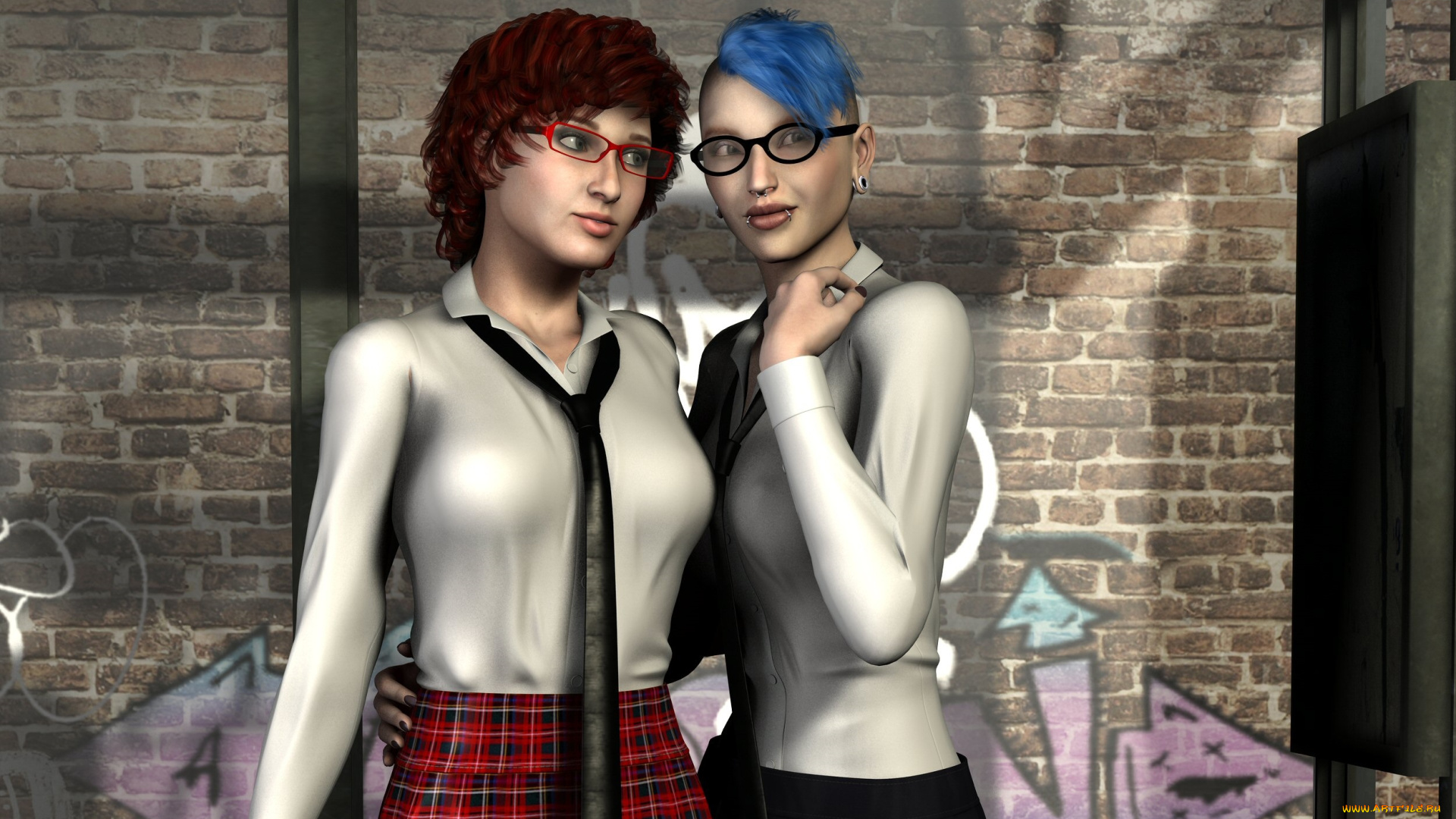 3д, графика, люди, , people, девушки, взгляд, фон