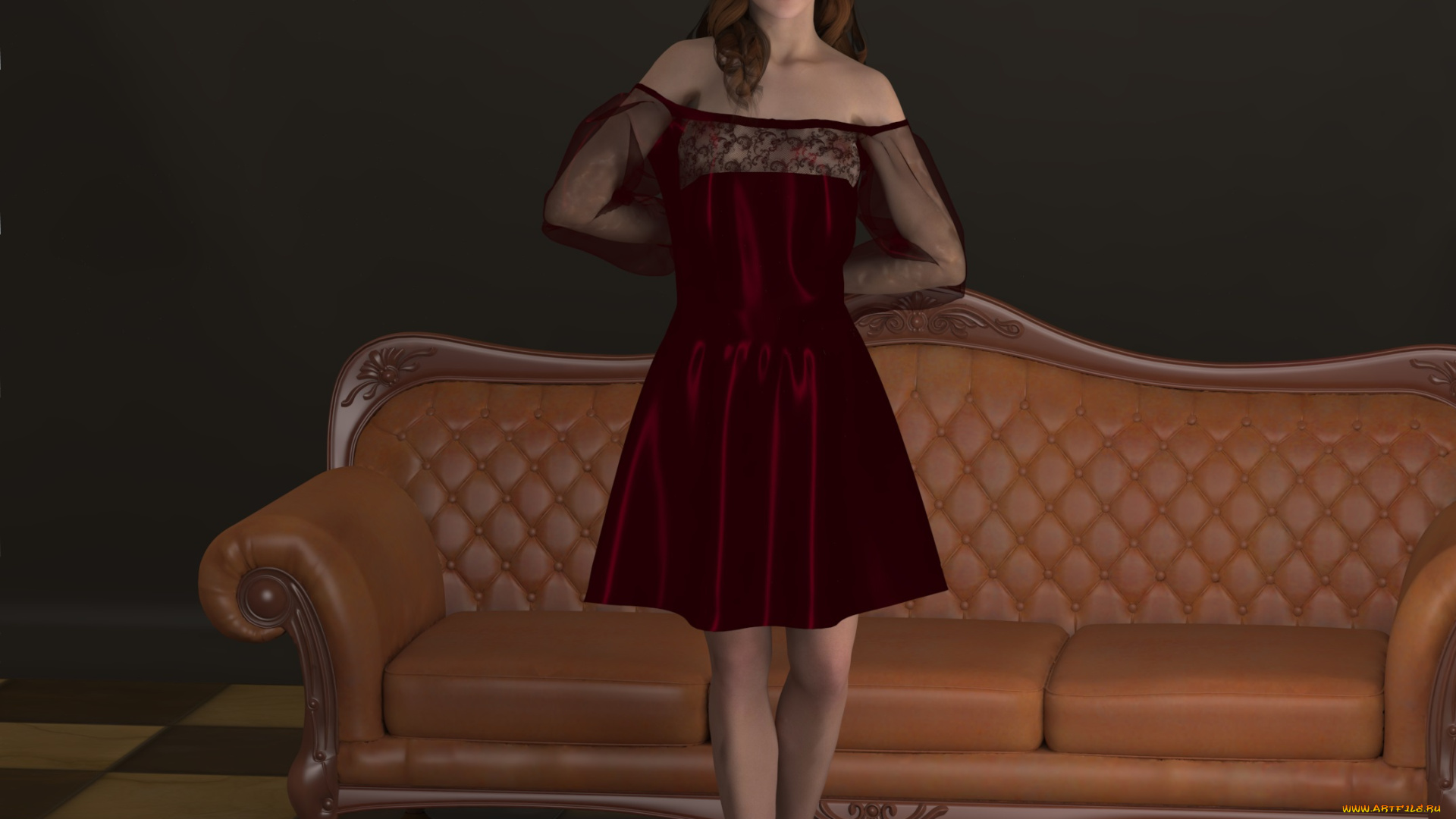 3д, графика, люди, , people, диван, фон, девушка, взгляд