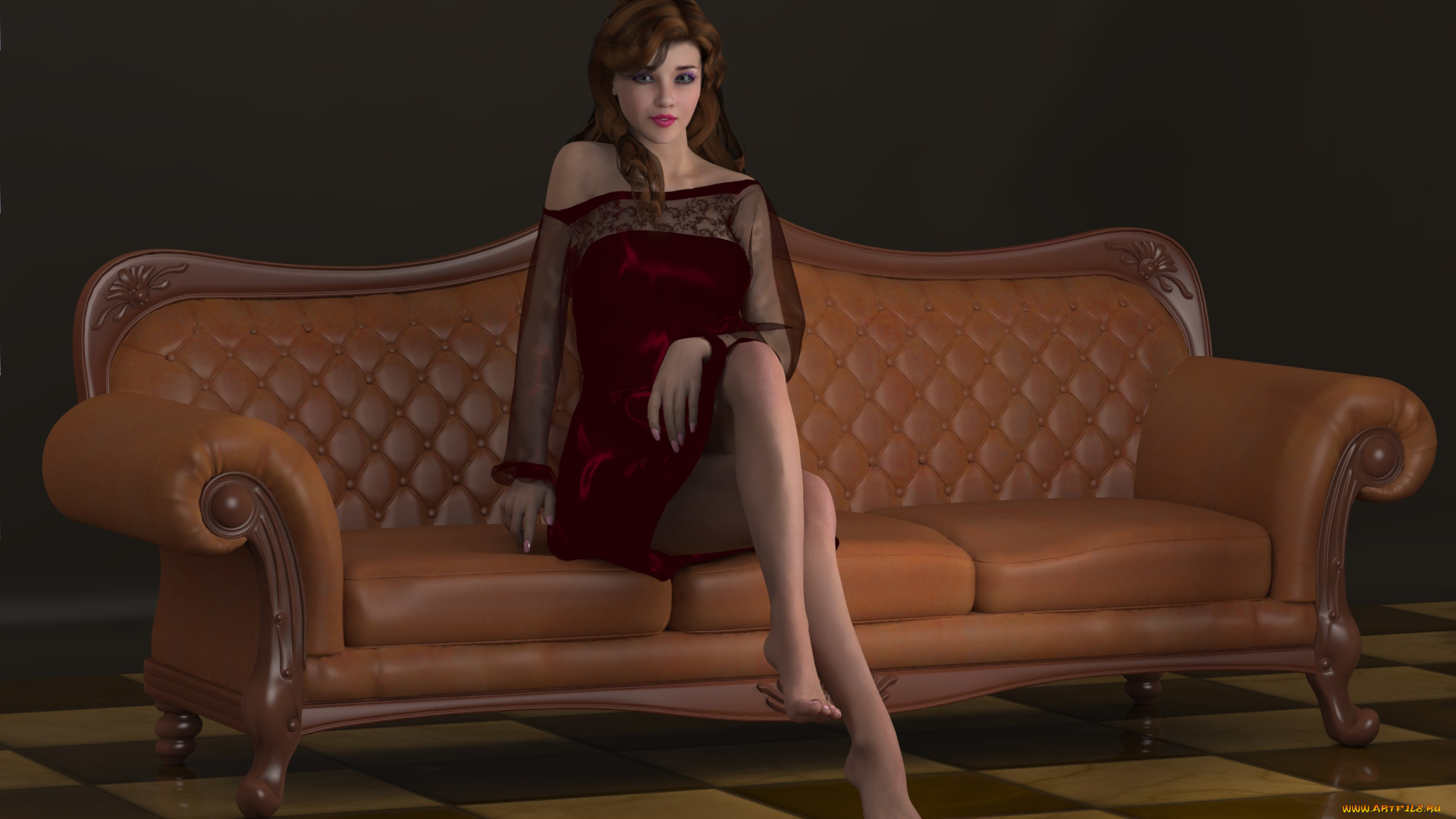 3д, графика, люди, , people, фон, взгляд, девушка, диван