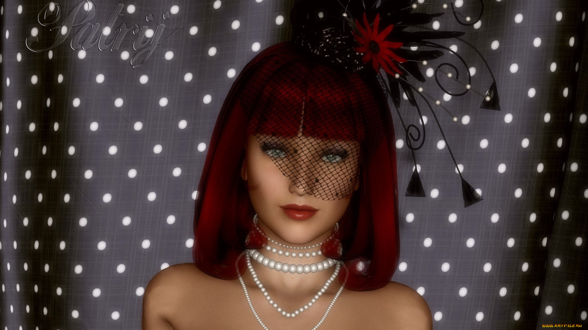 3д, графика, портрет, , portraits, шляпа, взгляд, фон, девушка