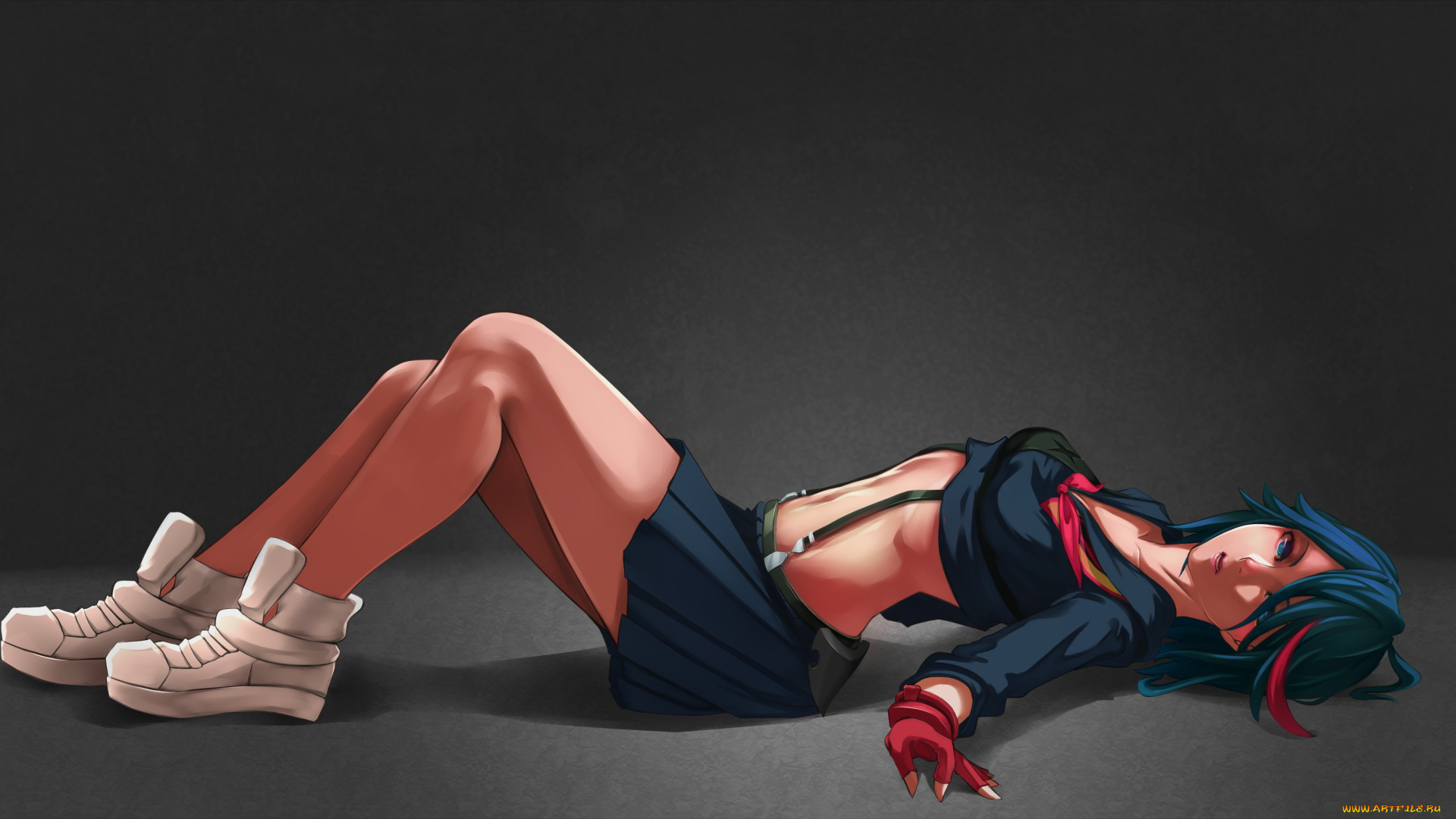 аниме, kill, la, kill, art, pob, девушка, matoi, ryuuko, взгляд, лежит, форма, фон, kill, la