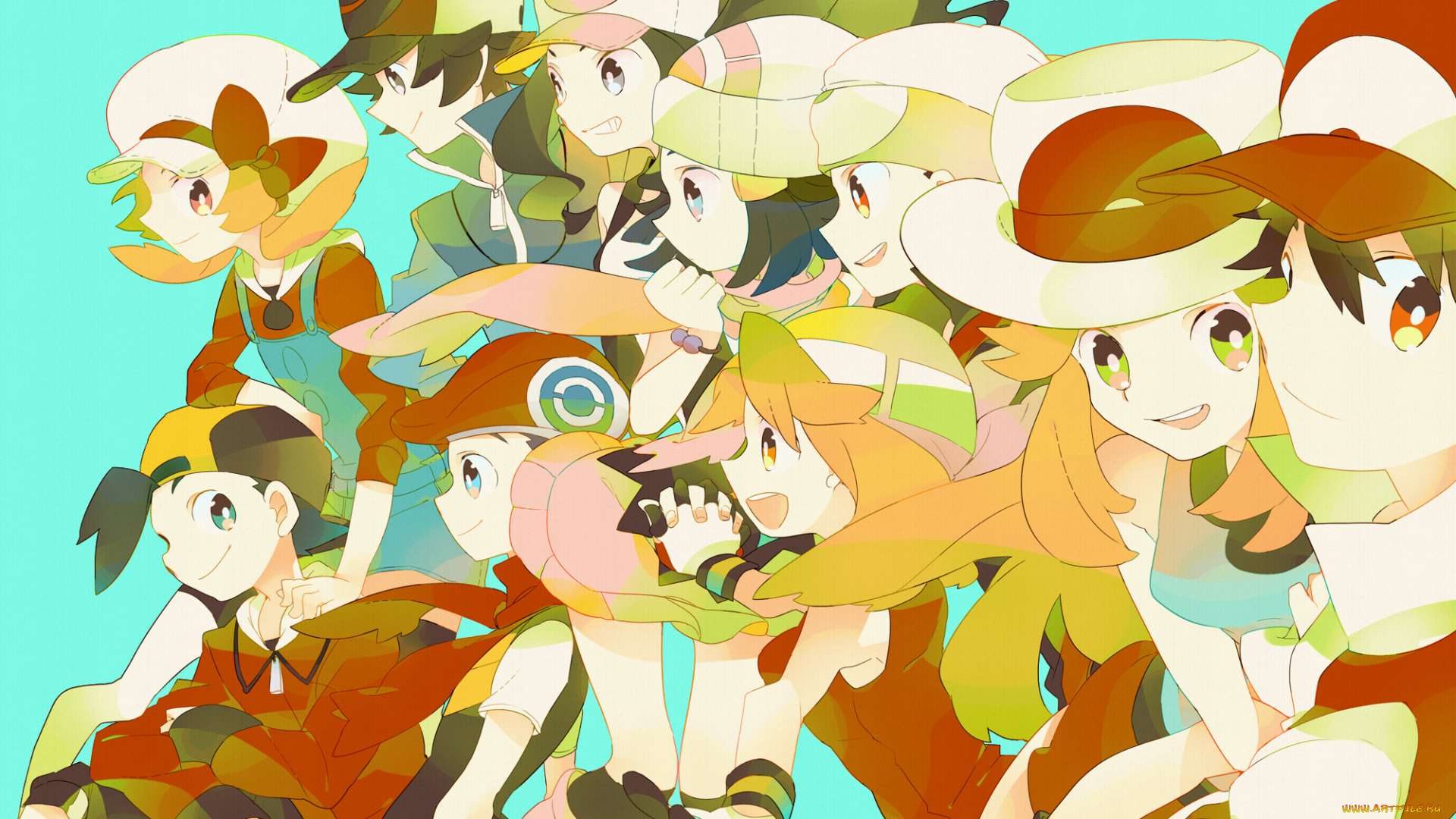 аниме, pokemon, парни, покемон, арт, девушки