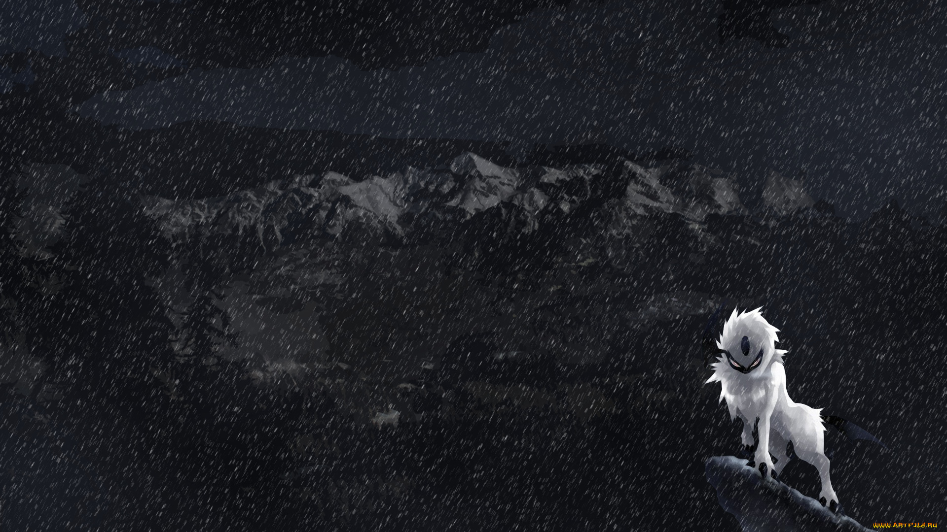 аниме, pokemon, взгляд, покемон, дождь, арт