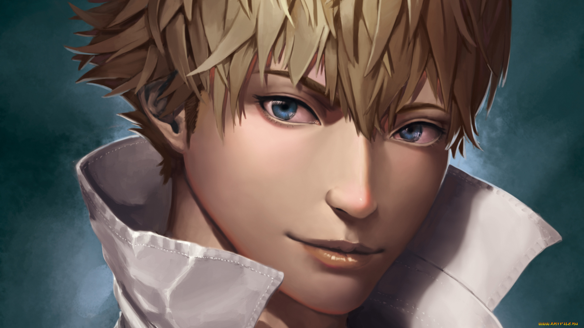 аниме, *unknown, , другое, art, lepus, rwby, мужчина, улыбка, крупный, план, воротник