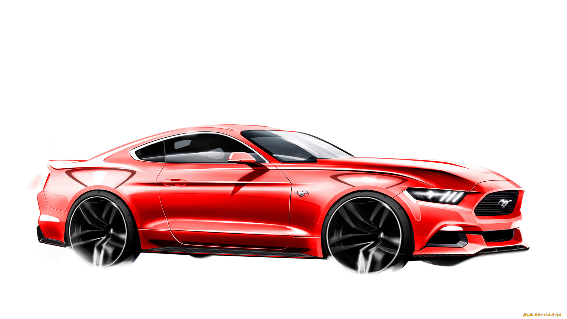 автомобили, рисованные, ford, красный